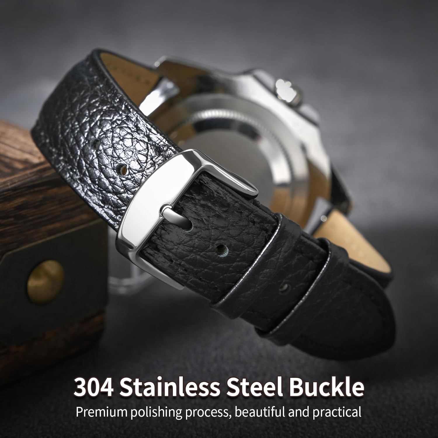 Thumbnail 3 de Uhrenarmband Herren aus echtem Leder (Vintage) mit Quick-Release, 20 mm, schwarz