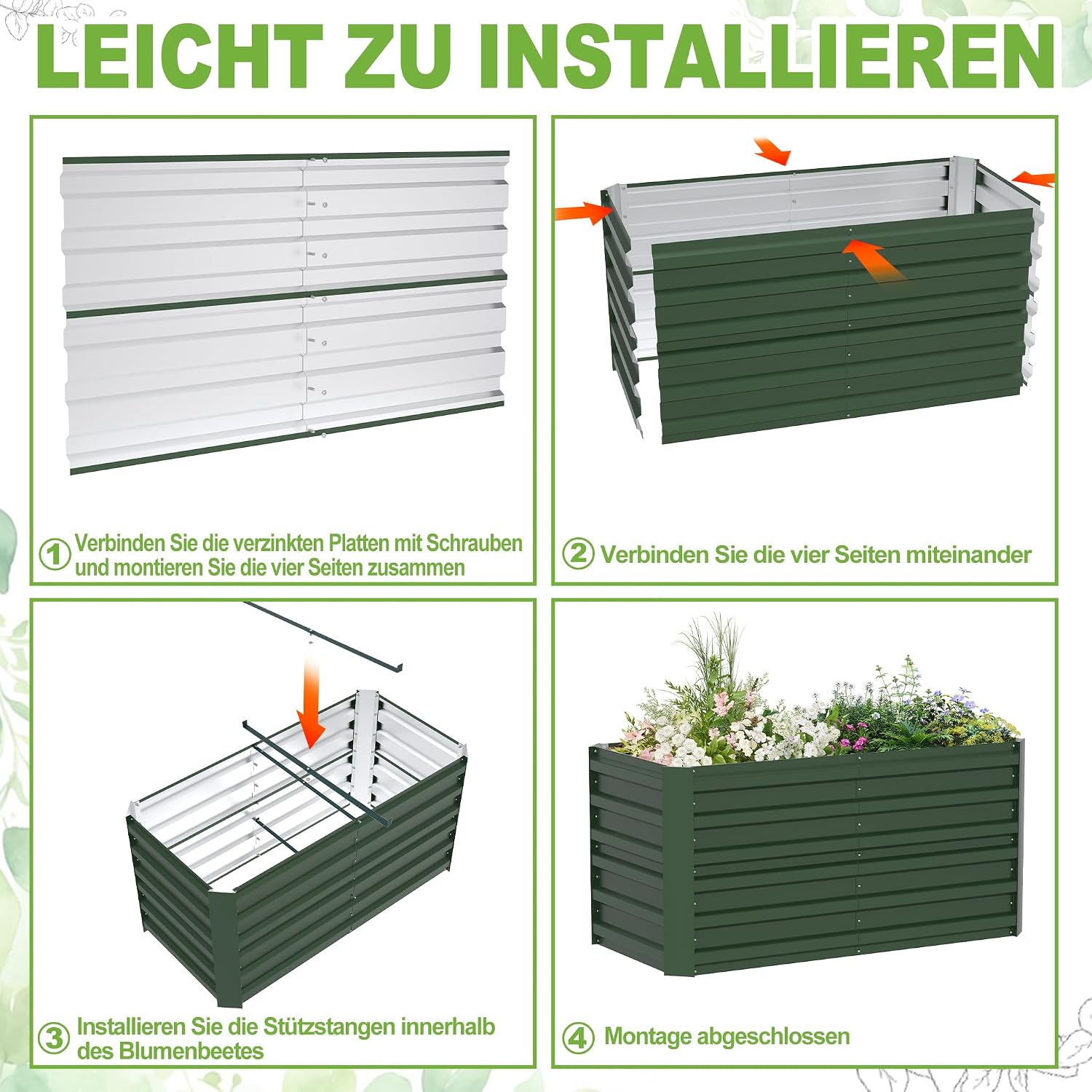 Detalle 2 de LZQ 975 L Raised Bed, Galvanised Steel, 180 x 90 x 58 cm, Green