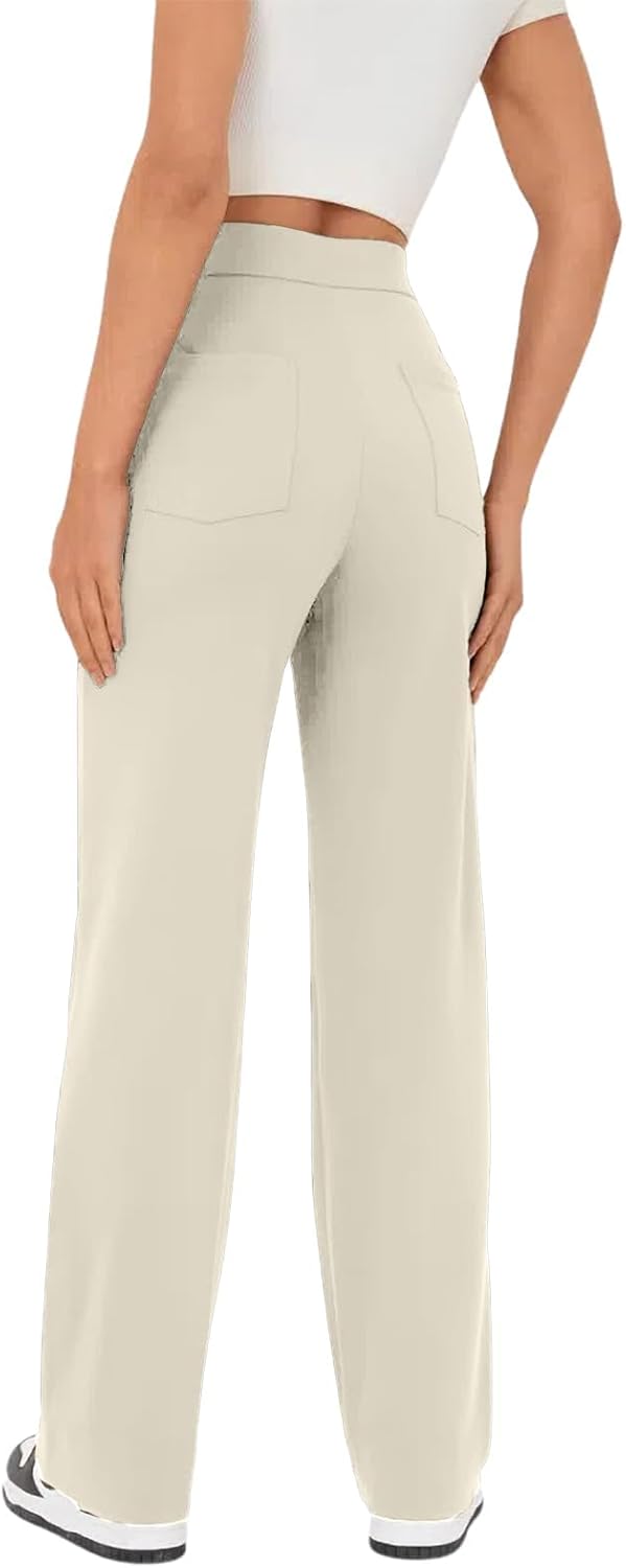 Thumbnail 1 de Glacspyg Yoga Pantalons Femmes Taille Haute — Pantalon Décontracté à Poches et Bouton (Droite) 80% Polyester