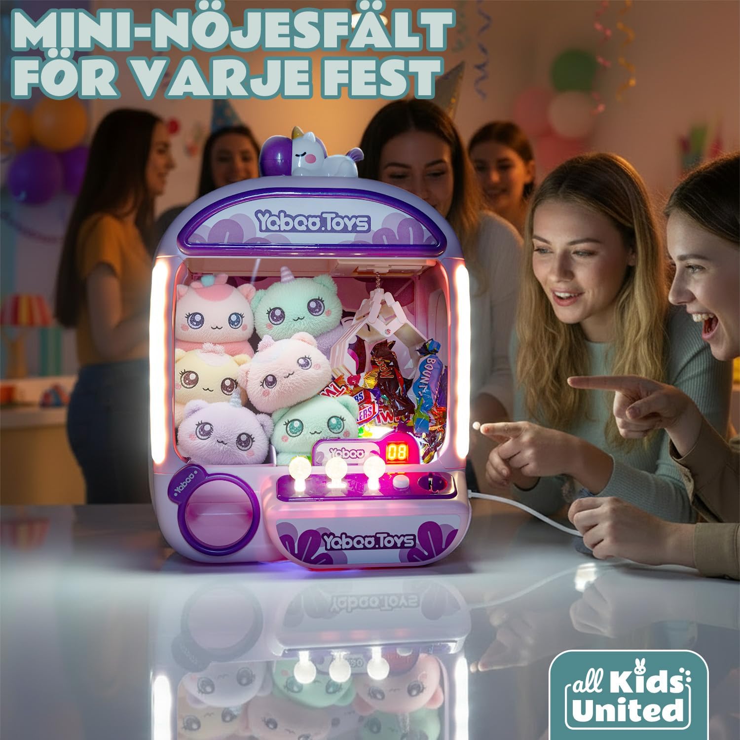 Detalle de GOODS+GADGETS gripmaskin för barn med enhörningsmotiv och 10 plyschdjur