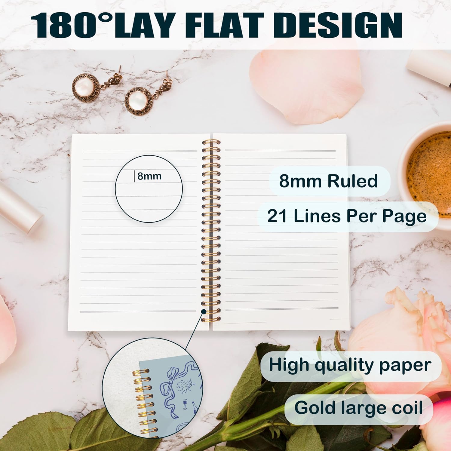Detalle de YTRGI Spiral Notebook, 80 Lined Pages