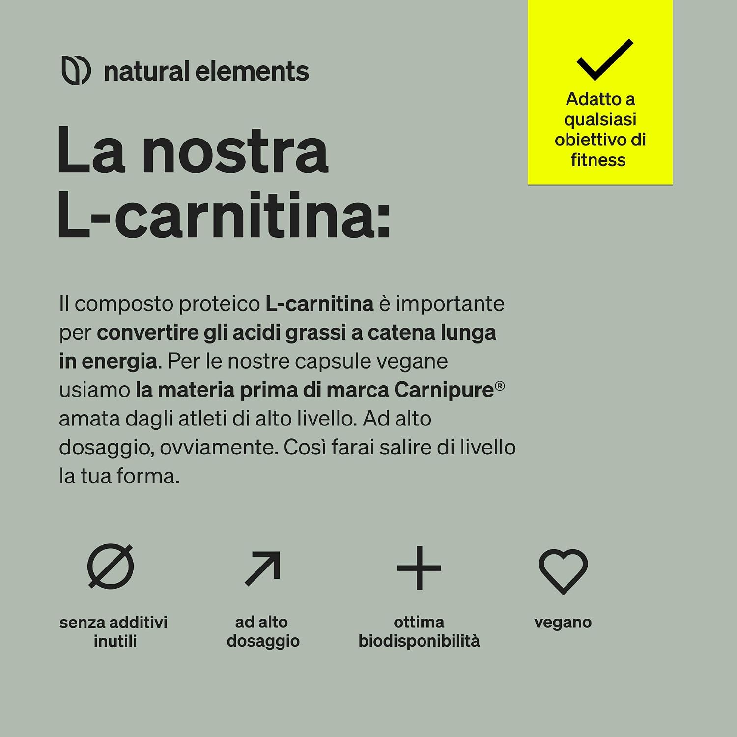 Thumbnail 2 de L-Carnitina 2000 con Carnipure, 2000 mg per dose giornaliera – 120 capsule vegan