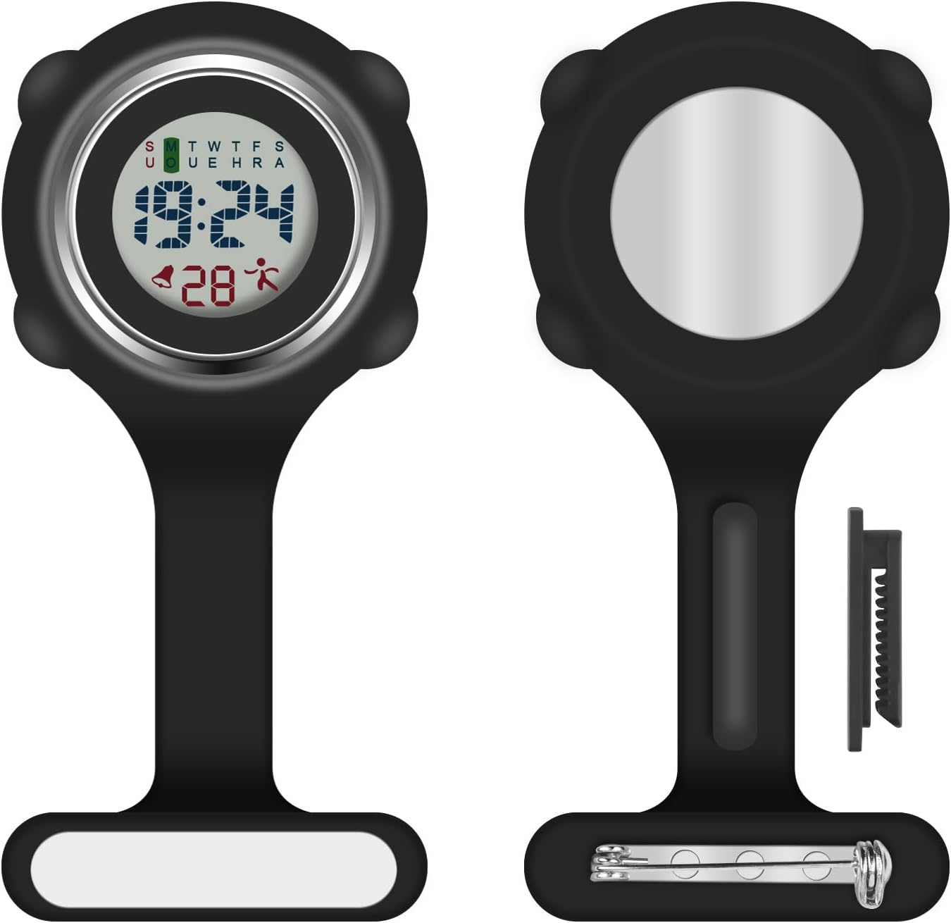 Detalle de Vicloon Orologio da Infermiere 3Pcs in Silicone con Clip – Orologi da tasca per infermieri e personale medico