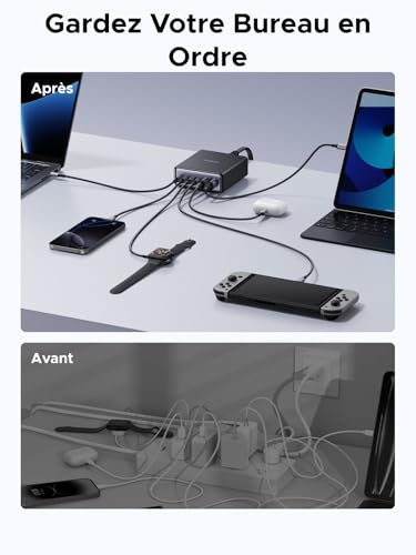 Thumbnail 6 de UGREEN Zapix 100W 6 Ports USB‑C GaN Chargeur – Station de recharge rapide