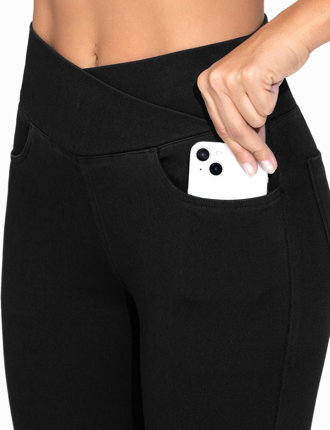 Thumbnail 3 de THE GYM PEOPLE Women's V Cross High Waist Jeggings, Skinny Fit, Four Pockets