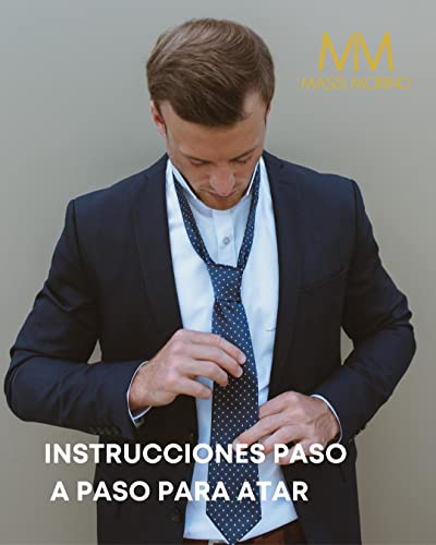 Detalle de Massi Morino Set de Corbata Azul Marino con Pañuelo y Accesorios 5 en 1 para Hombre