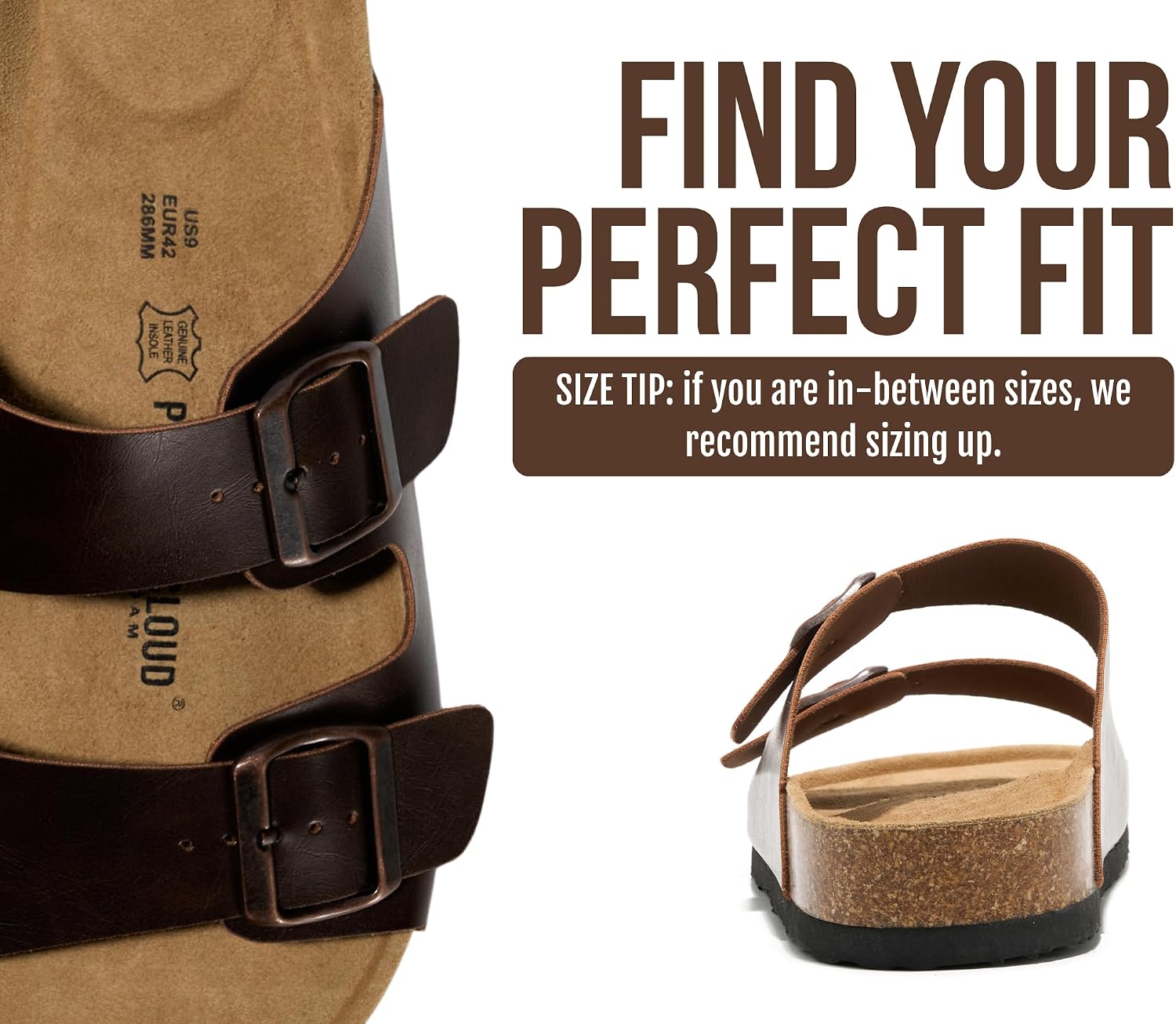 Detalle de Project Cloud Heritage Men's Sandals: 100% Genuine Leather, Memory Foam Insole