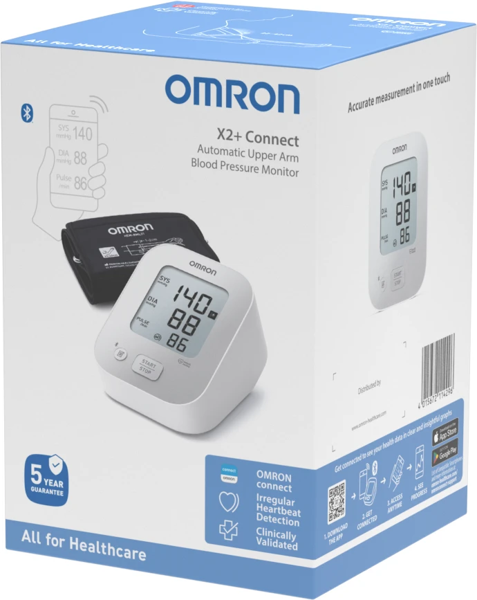 Thumbnail 2 de Omron X2+ Connect + Netzteil – Blutdruckmessgerät mit App-Anbindung und Netzbetrieb