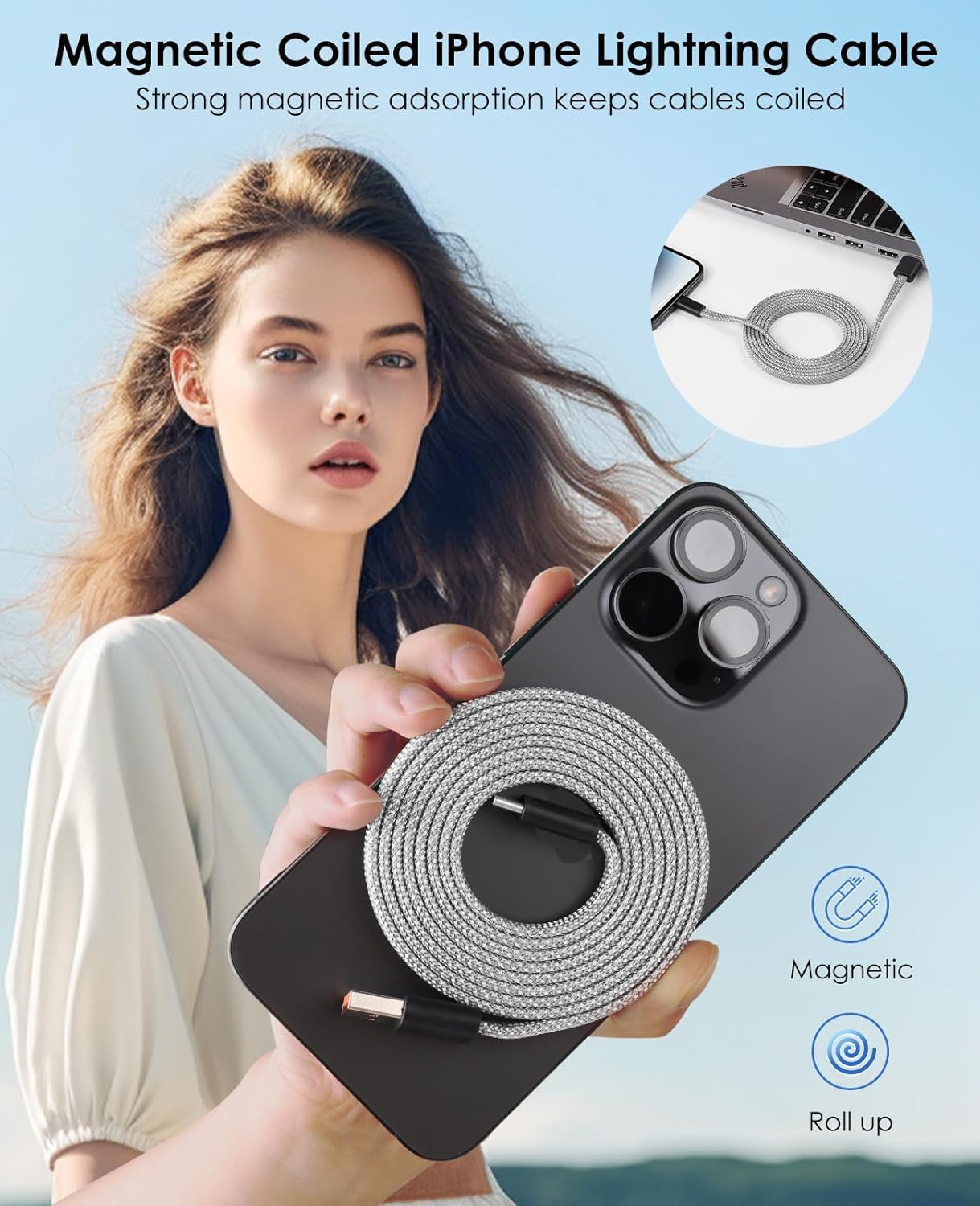 Thumbnail 1 de Magnetic Coil Lightning Cable 1.5M ⚡ Carga Rápida para iPhone