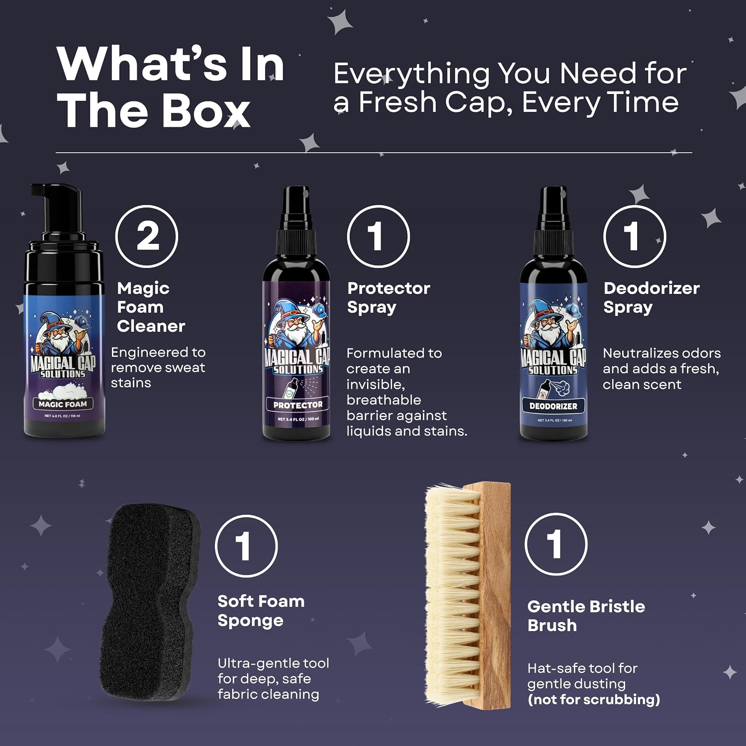 Detalle de MAGICAL CAP SOLUTIONS Hat Cleaning Kit, 4-Step