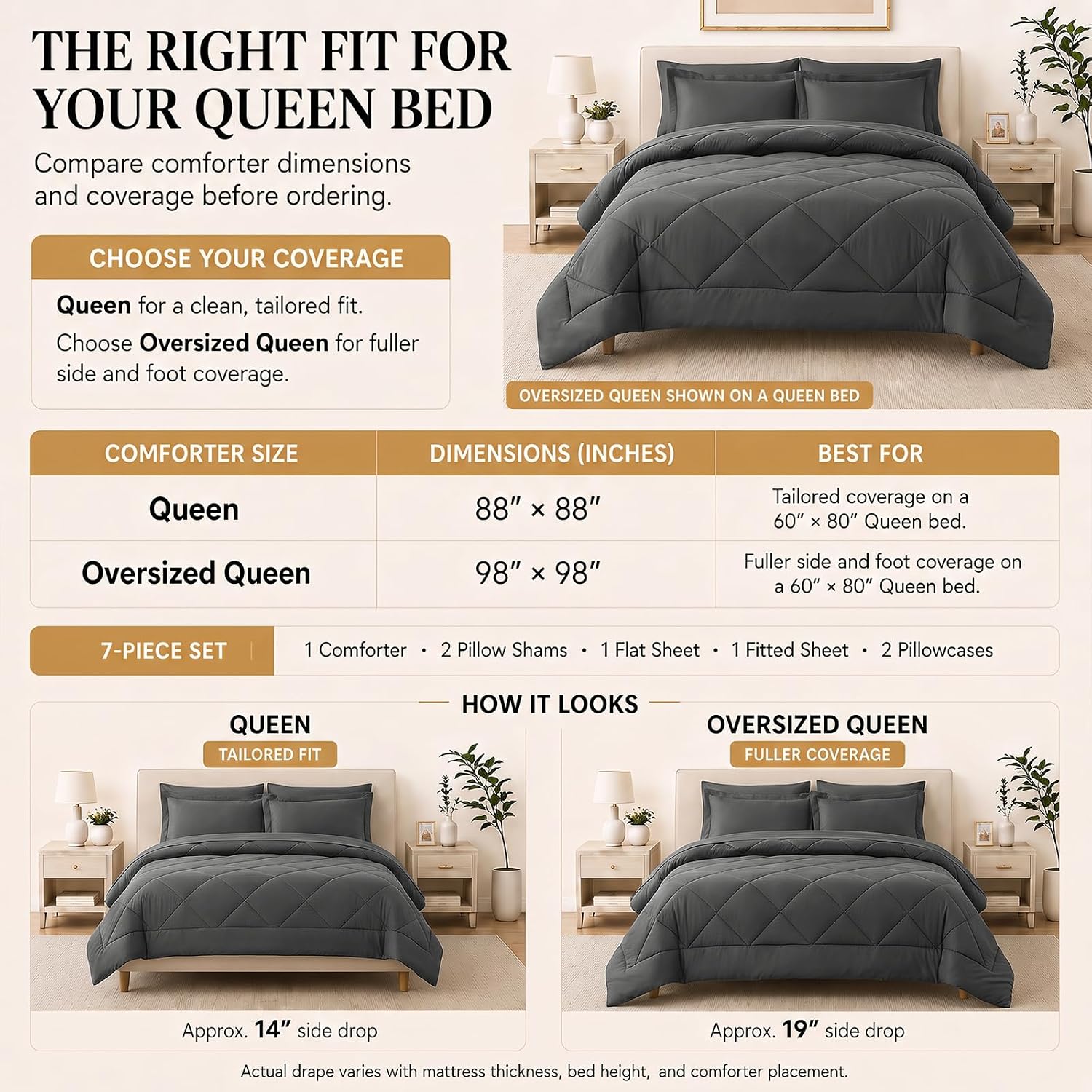 Thumbnail 1 de CozyLux Queen 7-piece Comforter Set