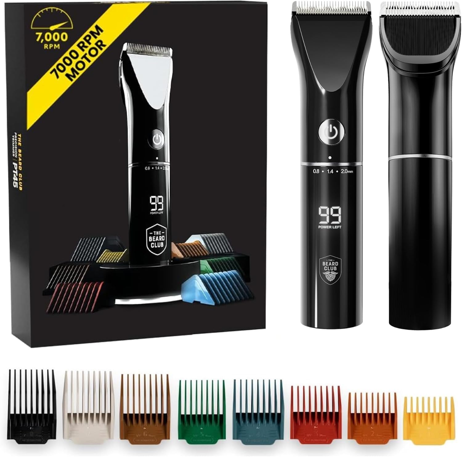 Detalle de The Beard Club Beard Trimmer for Men 8 Color Guides 45 Trim Lengths 📏