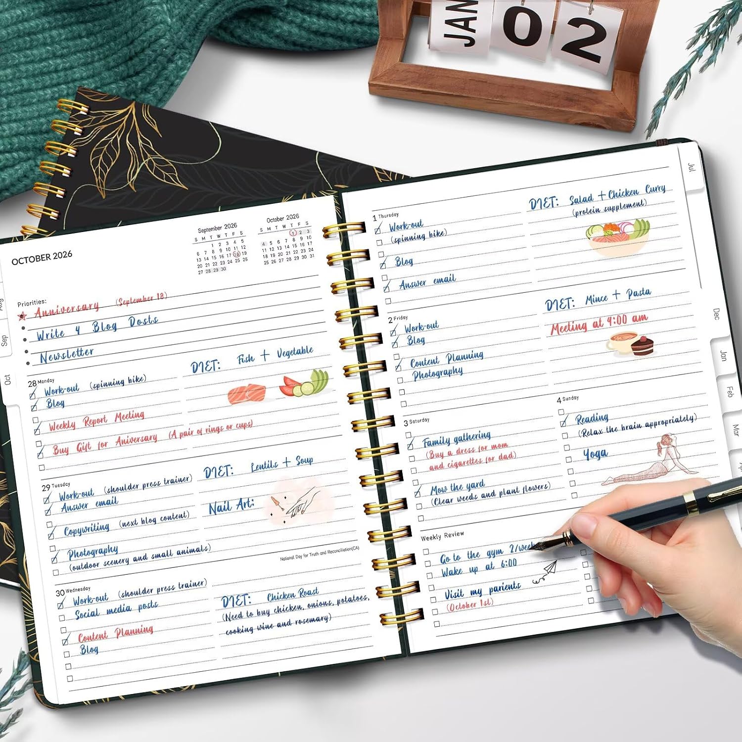 Detalle de Lonely Oak 2026-2027 A4 Academic Planner, 13-Month Daily, Weekly and Monthly