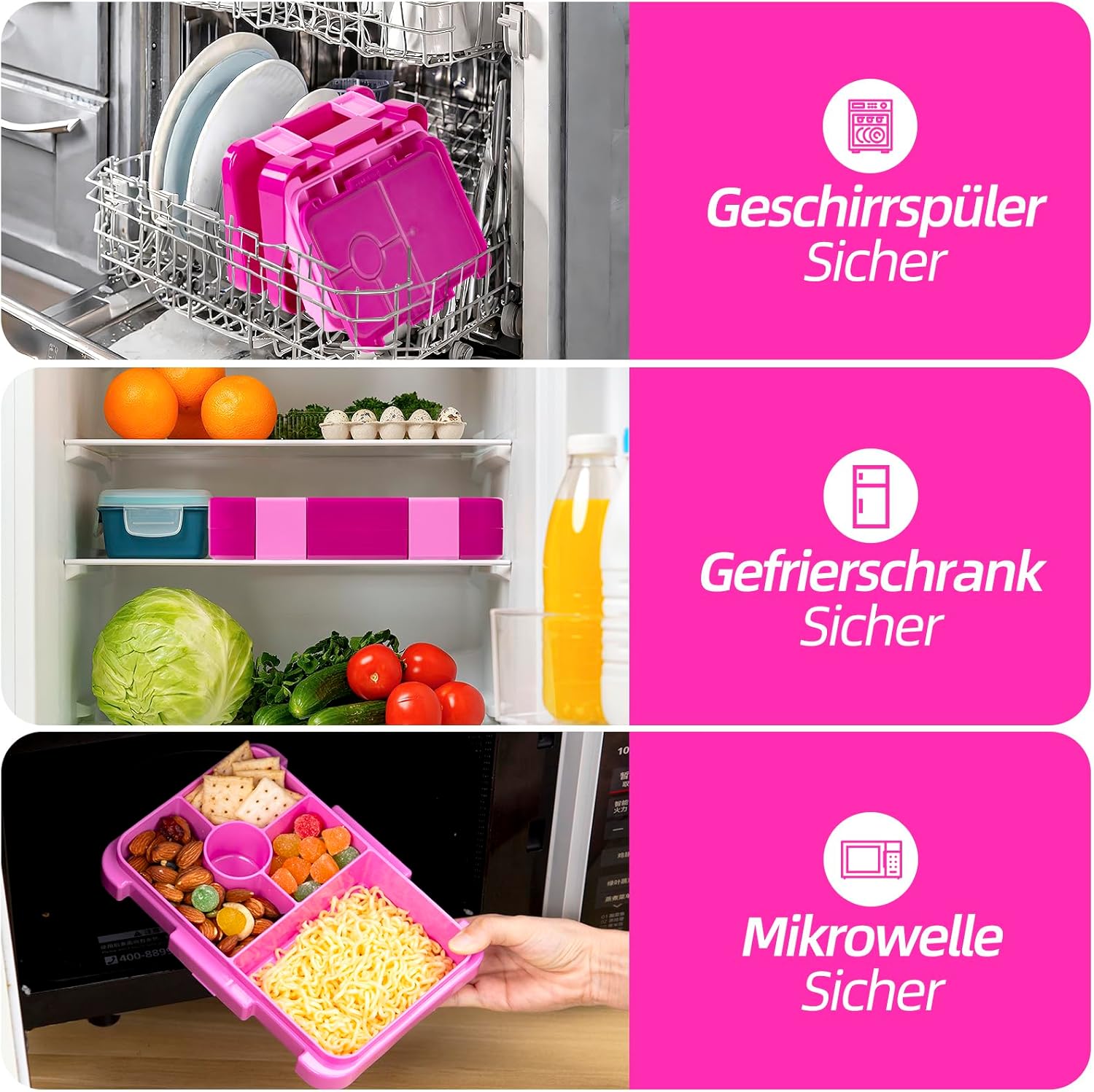 Thumbnail 4 de QCQHDU Brotdose Kinder 6‑Fächer Rosa