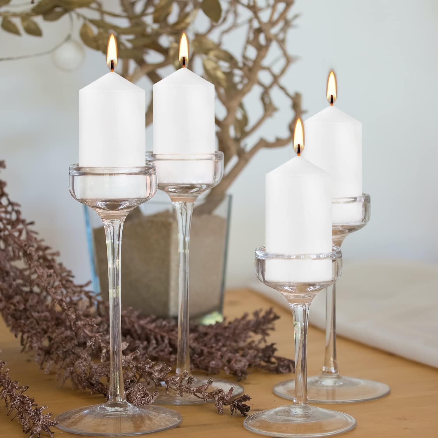 Detalle 2 de YOROXRG 2"x4" High White Pillar Candles (Set of 20) — Unscented, Dripless & Smokeless