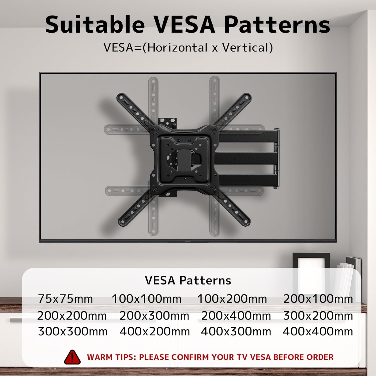 Thumbnail 4 de TV Wall Bracket with 728 mm Long Arm (Corner Swivel & Tilt) for 23–65 Inch TVs, up to 35 kg, Max VESA 400×400
