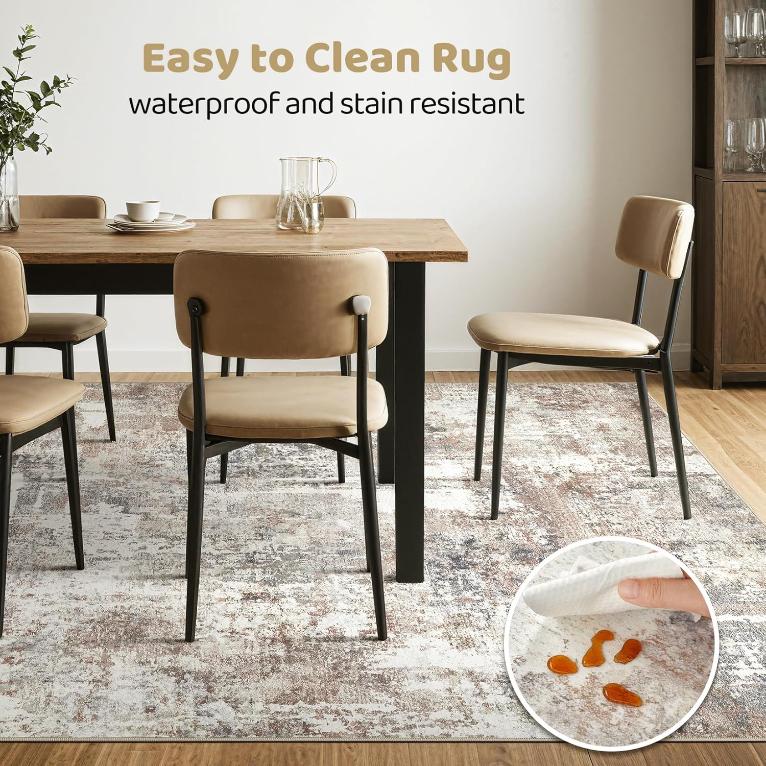 Thumbnail 5 de 8x10 Washable Abstract Modern Area Rug for Living Rooms