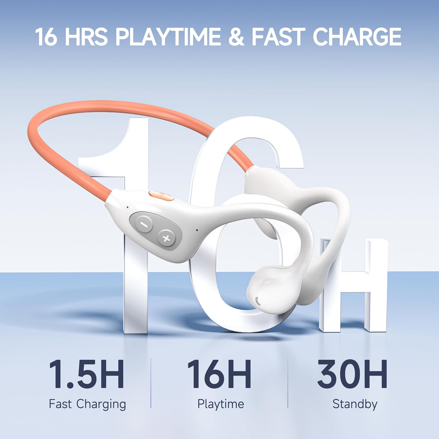 Detalle de Acjohtin Open Ear Headphones — Bluetooth 6.1 Open-Ear Wireless Headphones for Running (White)