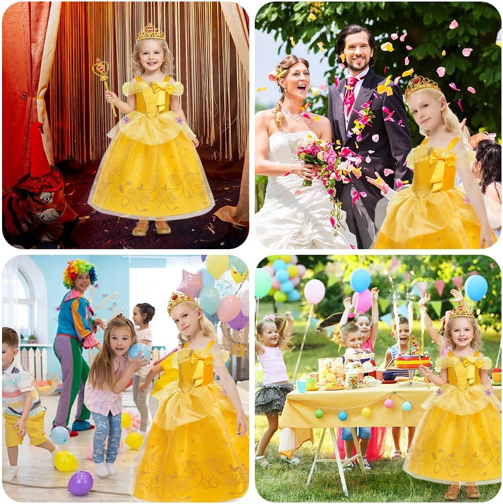 Thumbnail 6 de BSBUY Belle Kinderkostüm-Set (3/7-teilig) mit Kleid, Krone, Zauberstab & Schmuck