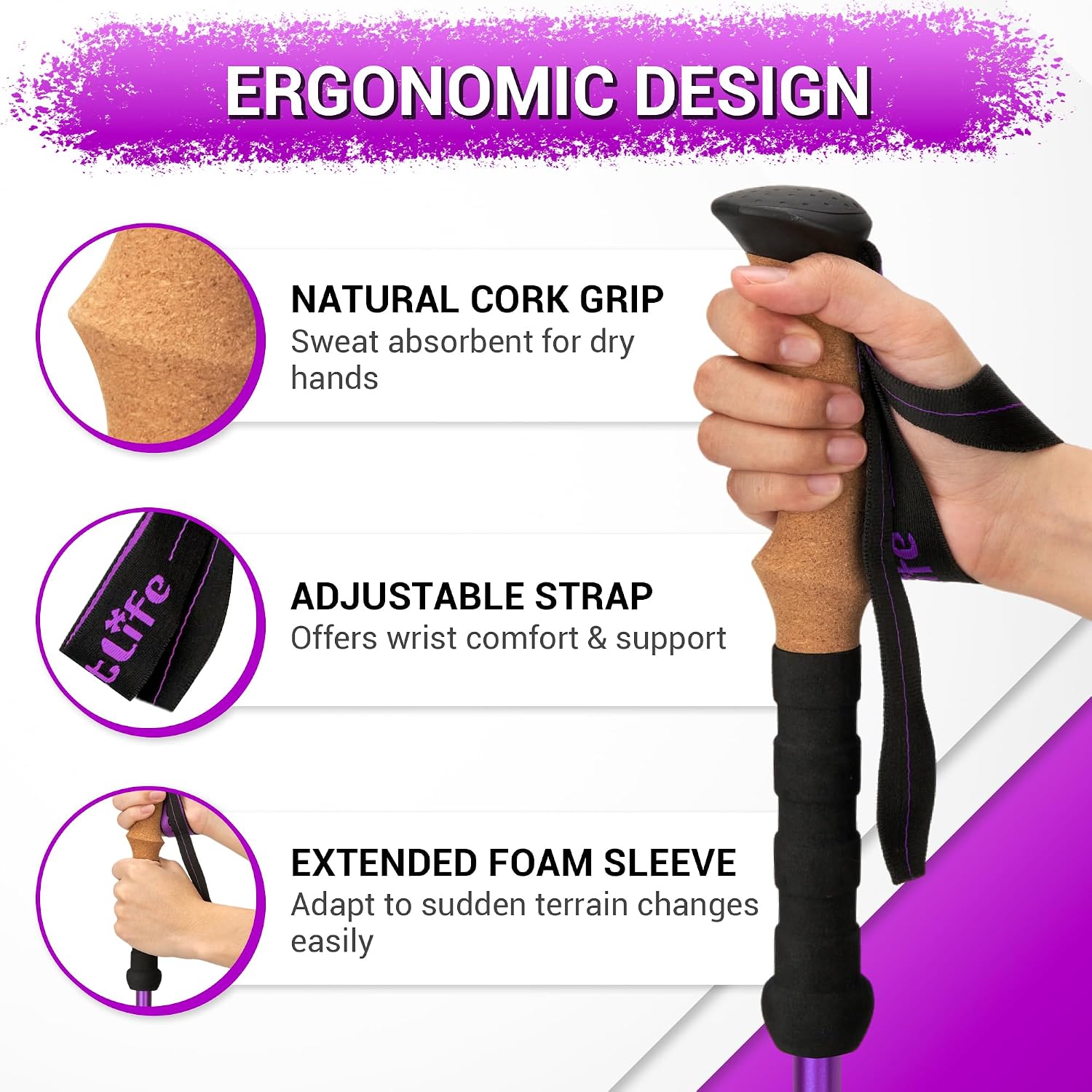Thumbnail 1 de TheFitLife Trekking Poles – Lightweight 7075 Aluminum Hiking Poles with Cork Grips