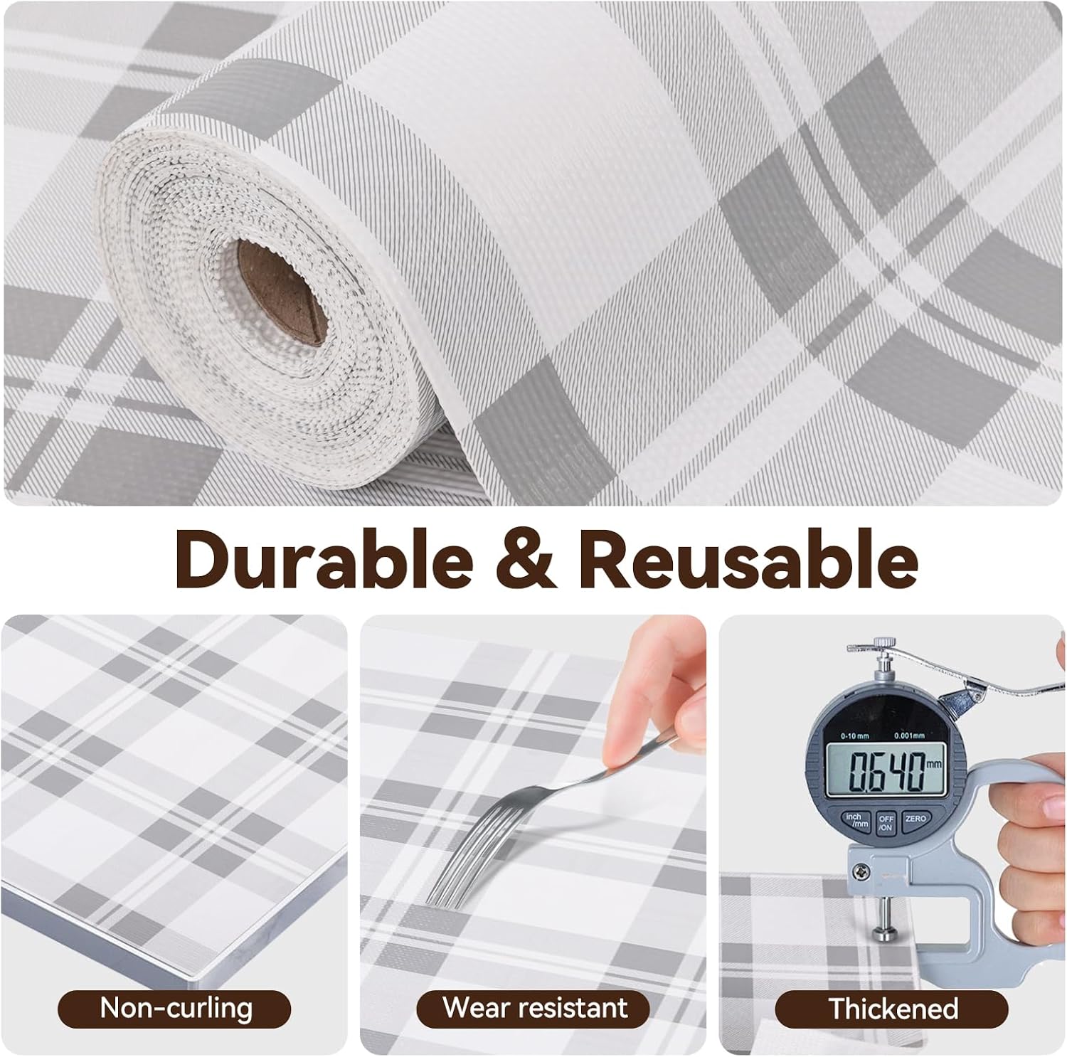 Detalle 2 de Drawer Shelf Liner for Kitchen Cabinets (Grey, 12 in x 10 ft)