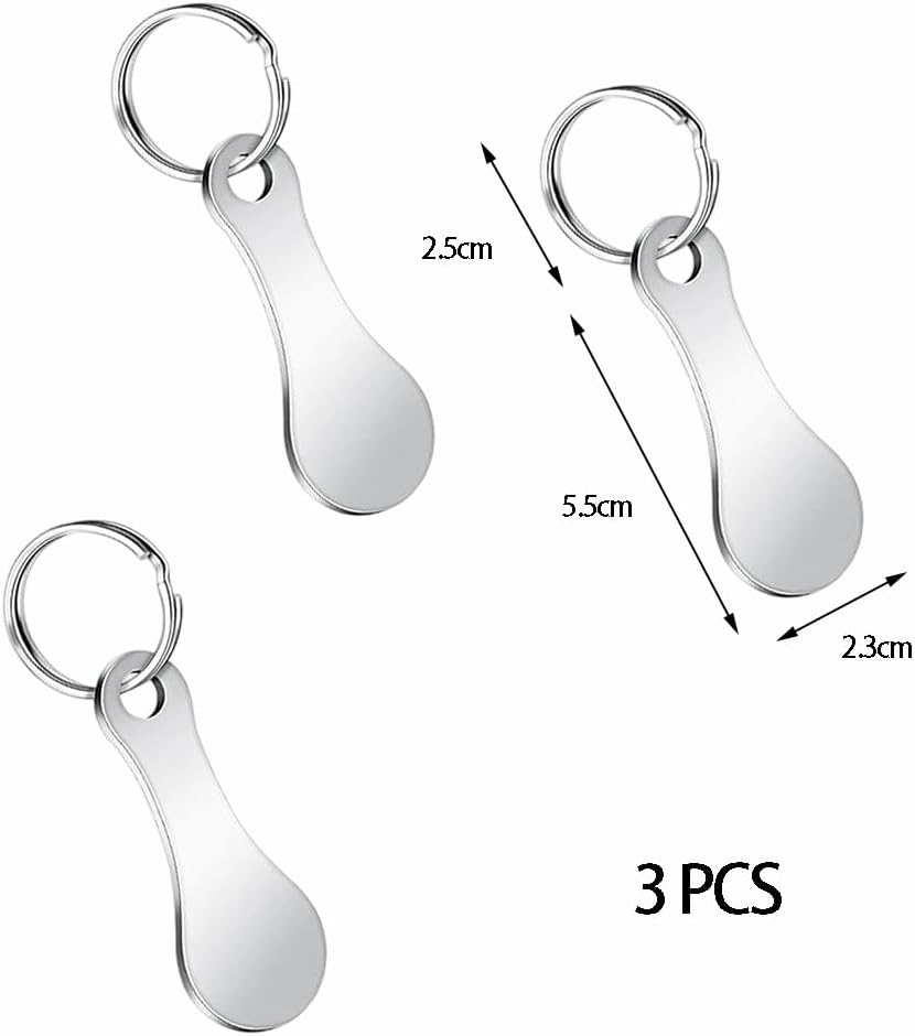 Thumbnail 6 de XIANGJIEU 3 Stück Einkaufswagenlöser aus Edelstahl mit Schlüsselanhänger – abnehmbarer Einkaufswagenchip