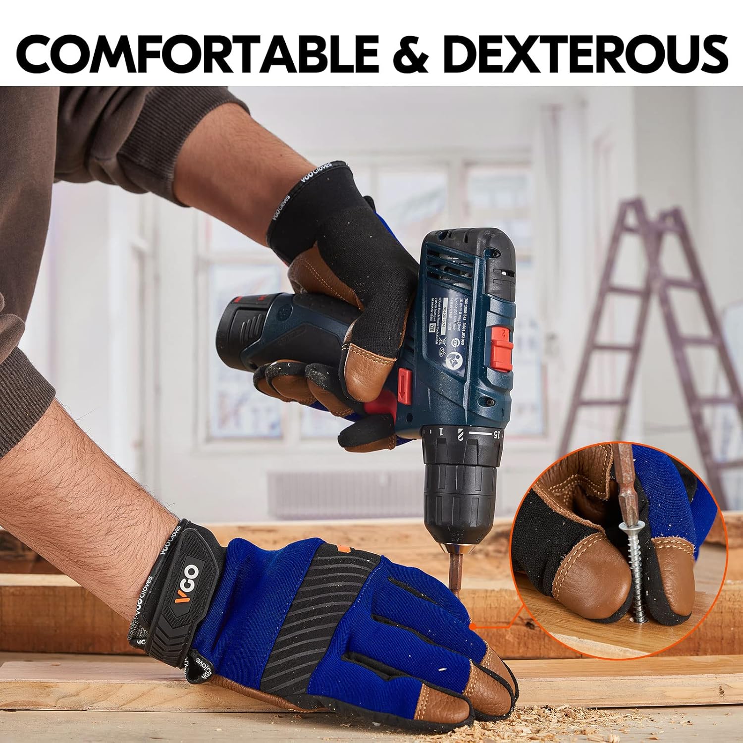 Detalle 1 de Vgo... paire de gants de travail sécurité anti-vibrations pour mécanicien, multi-usages (taille XL)