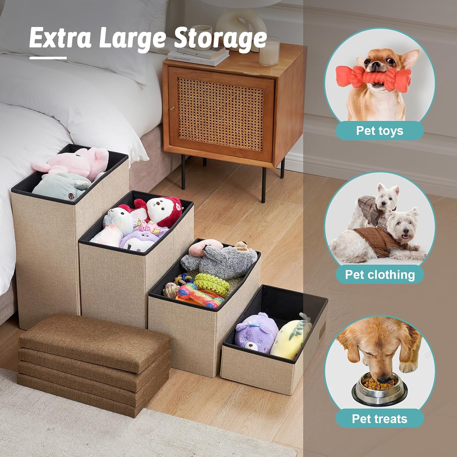 Thumbnail 6 de COZY KISS Hundetreppe für Kleine Hunde mit Stauraum – faltbar, rutschfeste Stufen, 43x97x56 cm