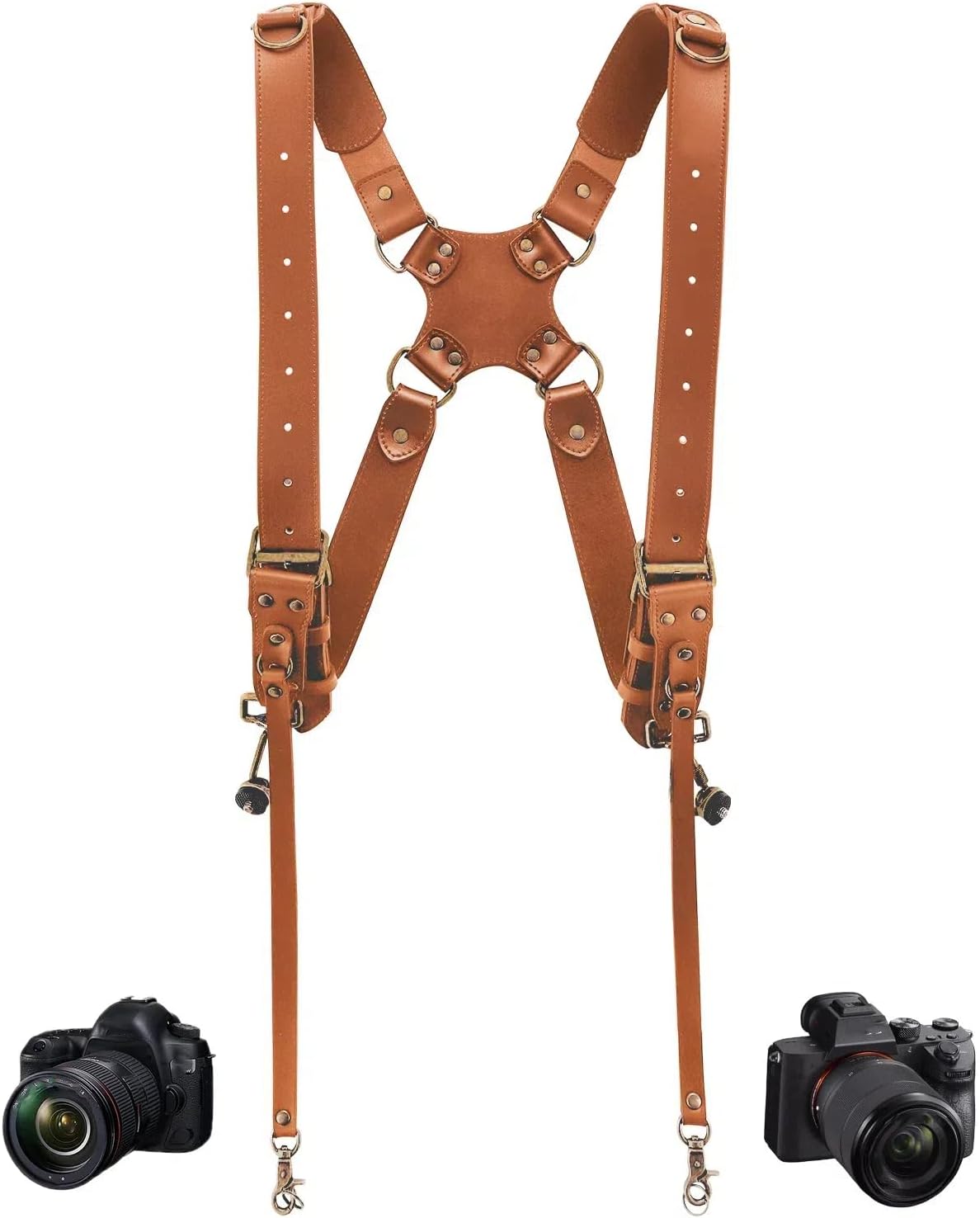 Detalle de 4J LEDR Dual Shoulder Leather Dual Camera Harness Strap for DSLR/SLR