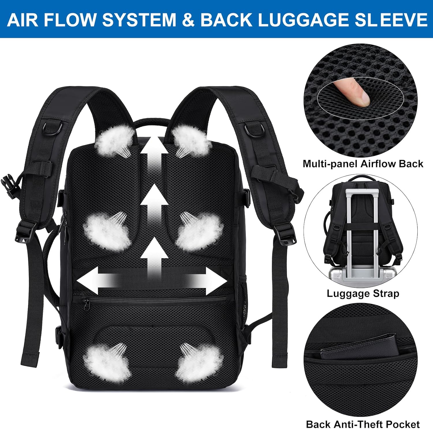 Thumbnail 6 de Travel Backpack for Men: Airplane Approved 24L Carry-On with Laptop Compartment, Shoe Pouch, and TSA-Ready Design (15.6 inch Laptop)