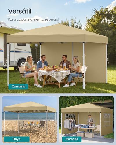 Detalle 2 de SONGMICS Cenador 3x3 m con paneles laterales GCT104LZ01 beige