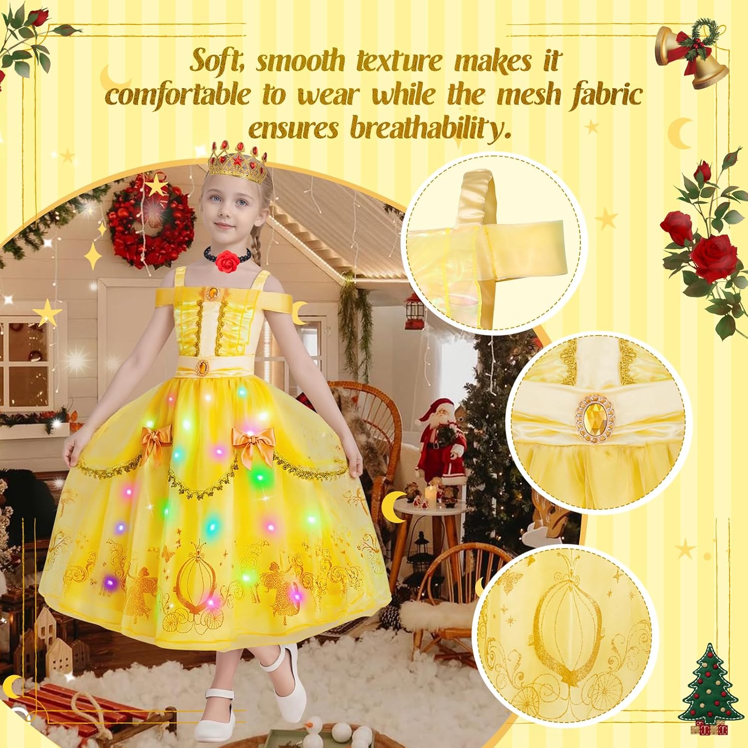 Detalle de WIKITOT Princess Costume Light Up Dress 3-10