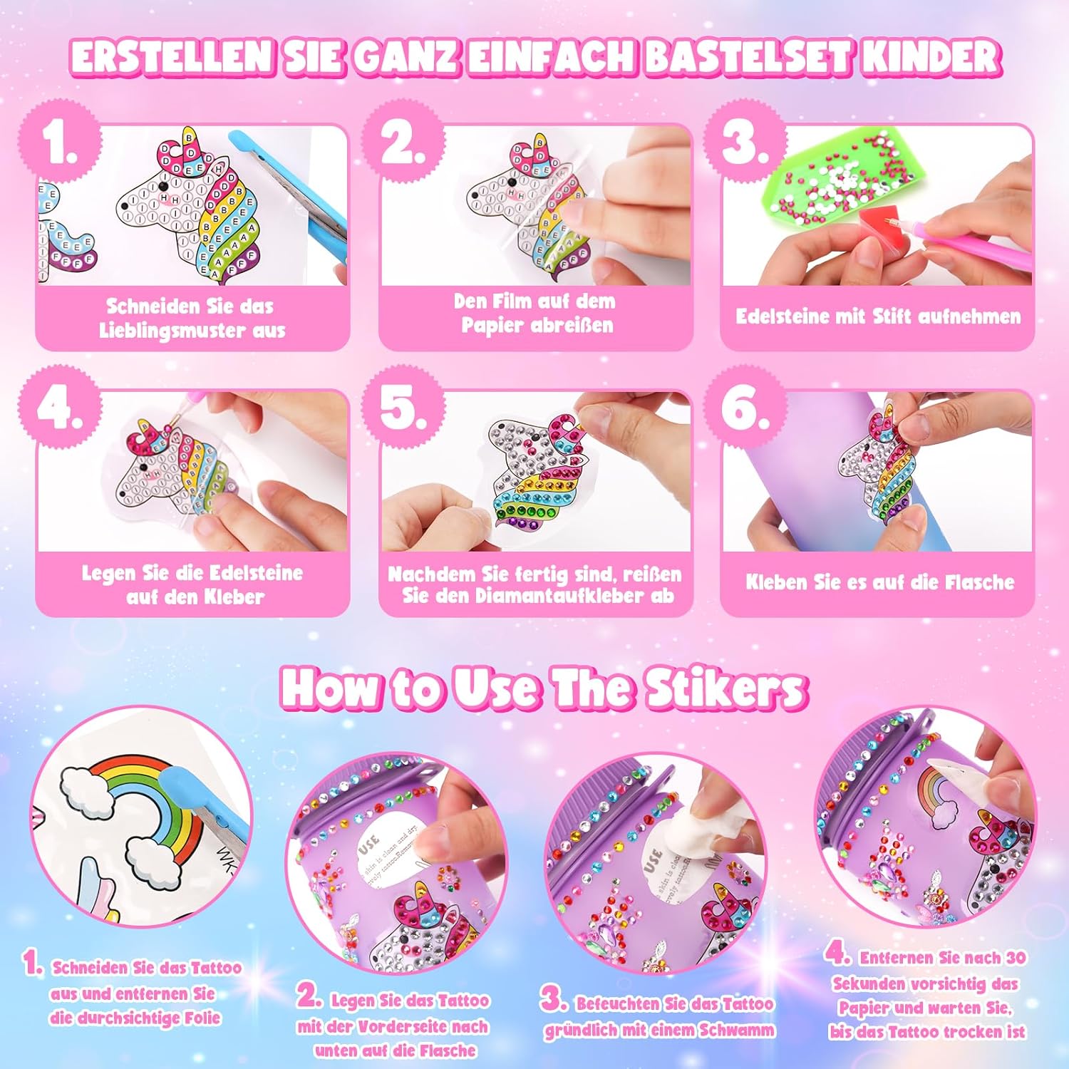 Thumbnail 5 de Einhorn Trinkflasche Bastelset 600 ml 💧