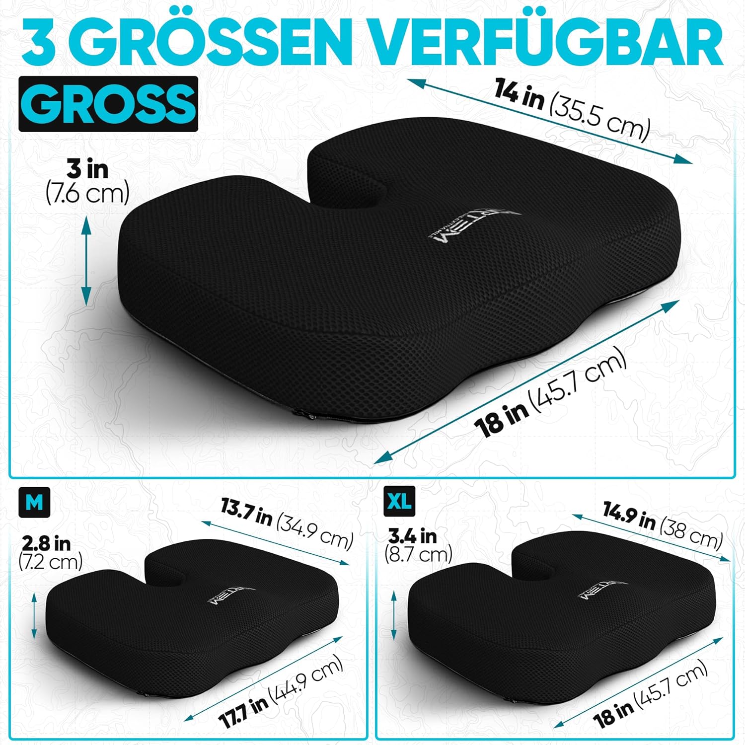 Thumbnail 1 de FORTEM Sitzkissen und Lendenkissen für Bürostuhl – Memory-Schaum Rückenkissen mit rutschfester Unterseite