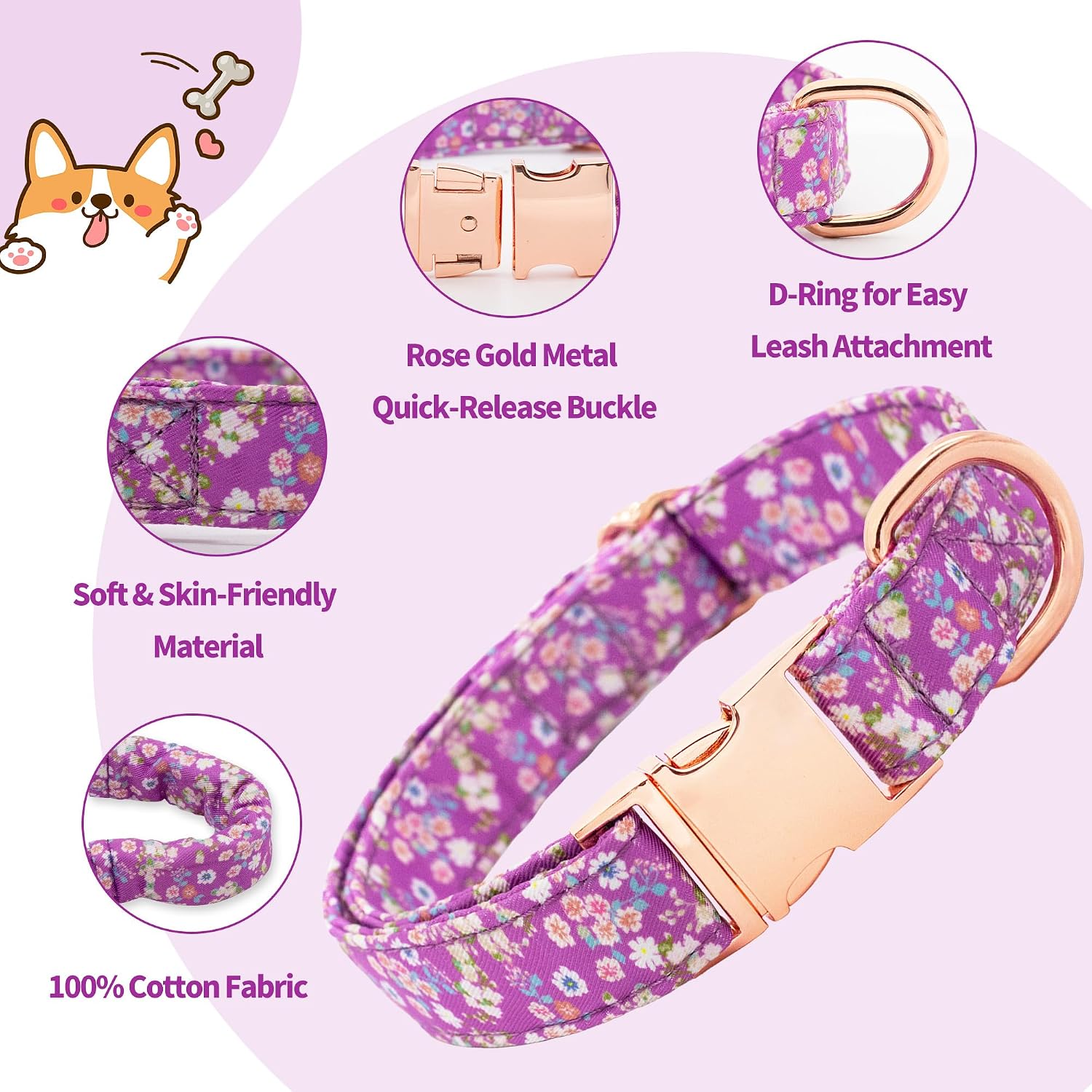 Thumbnail 3 de Dote on Dog Collar Set Purple S