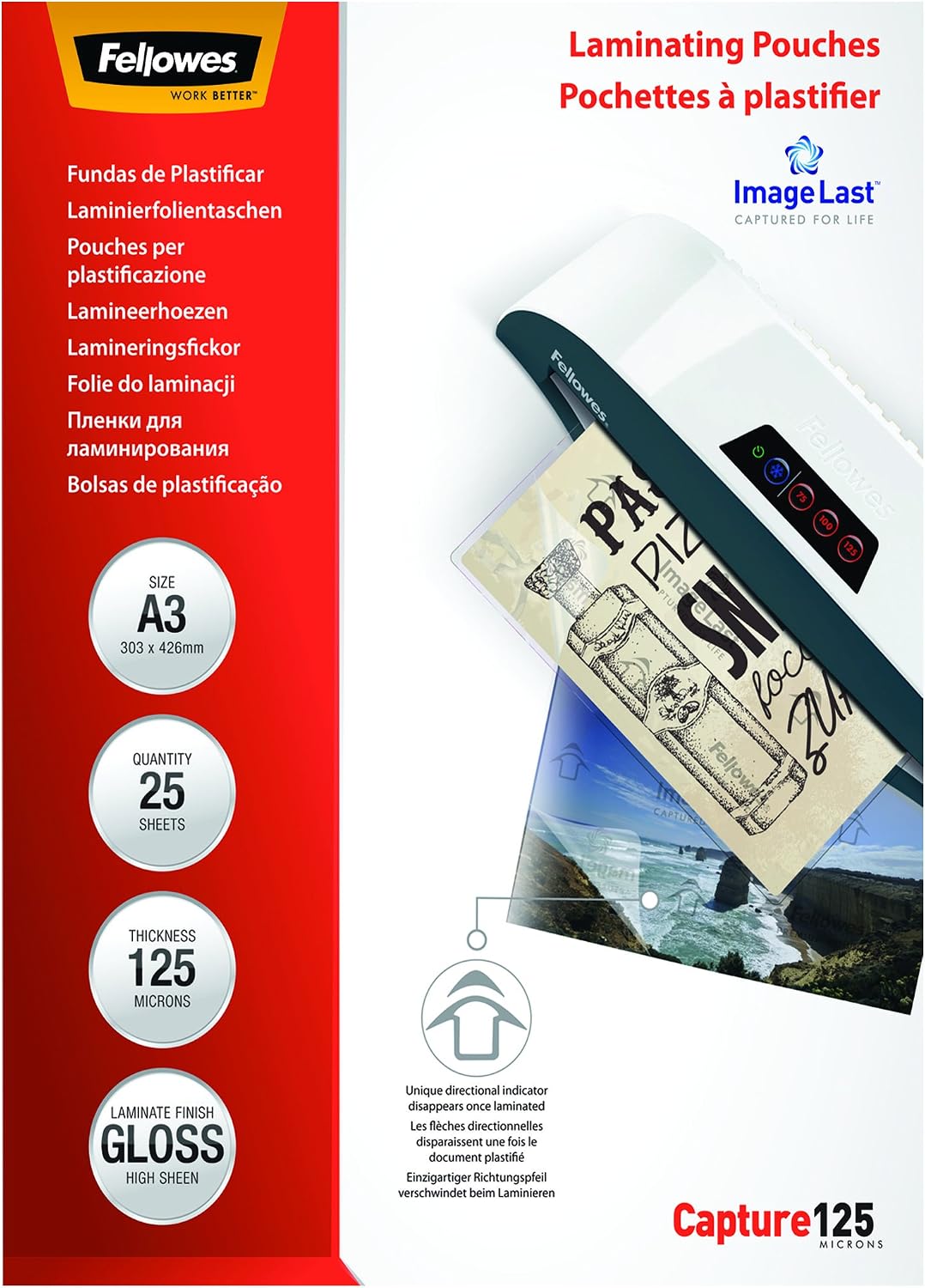 Detalle de Fellowes imageLast A3 – folie do laminowania 125 mikronów, 25 sztuk