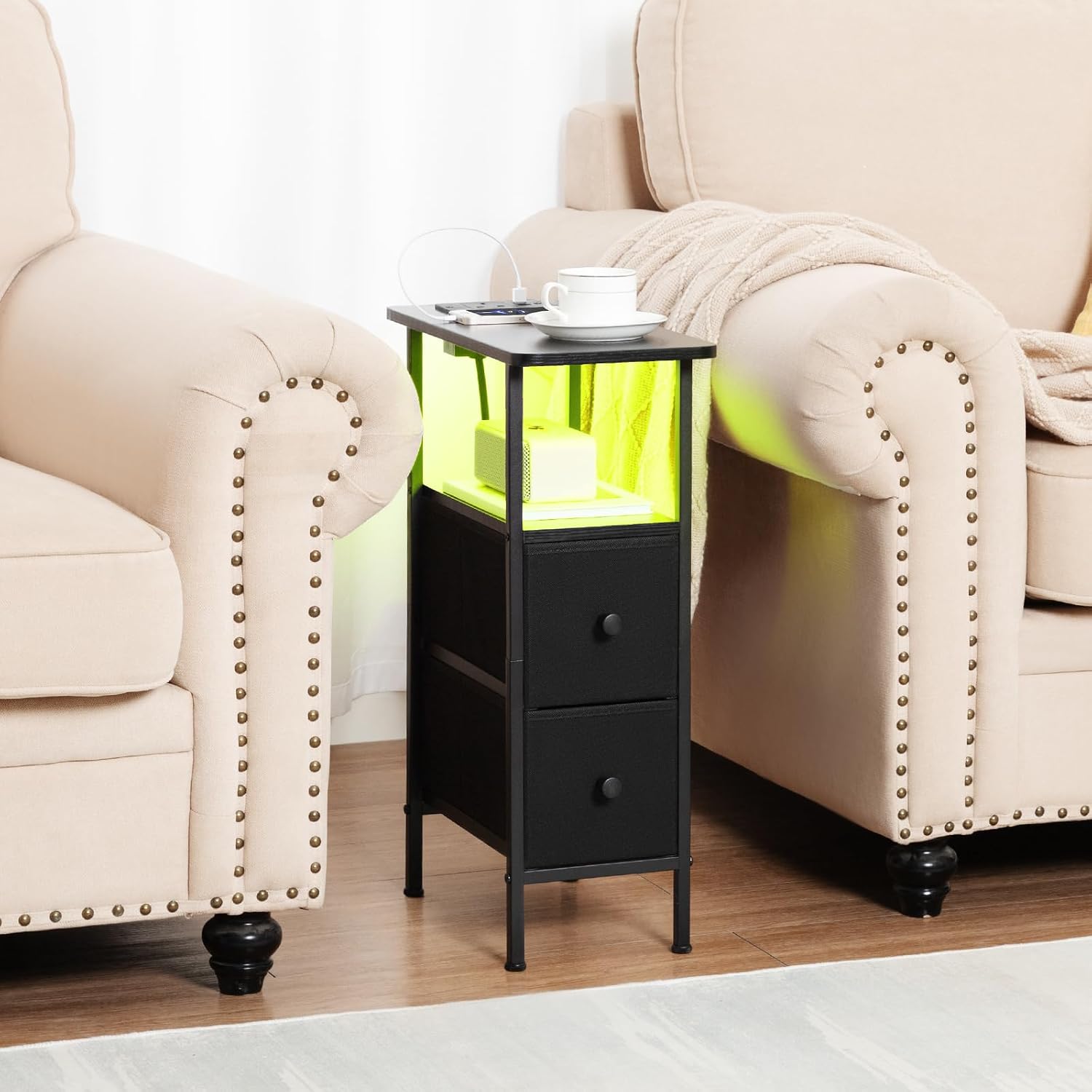 Thumbnail 6 de AMHANCIBLE Slim Nightstand with Charging Station