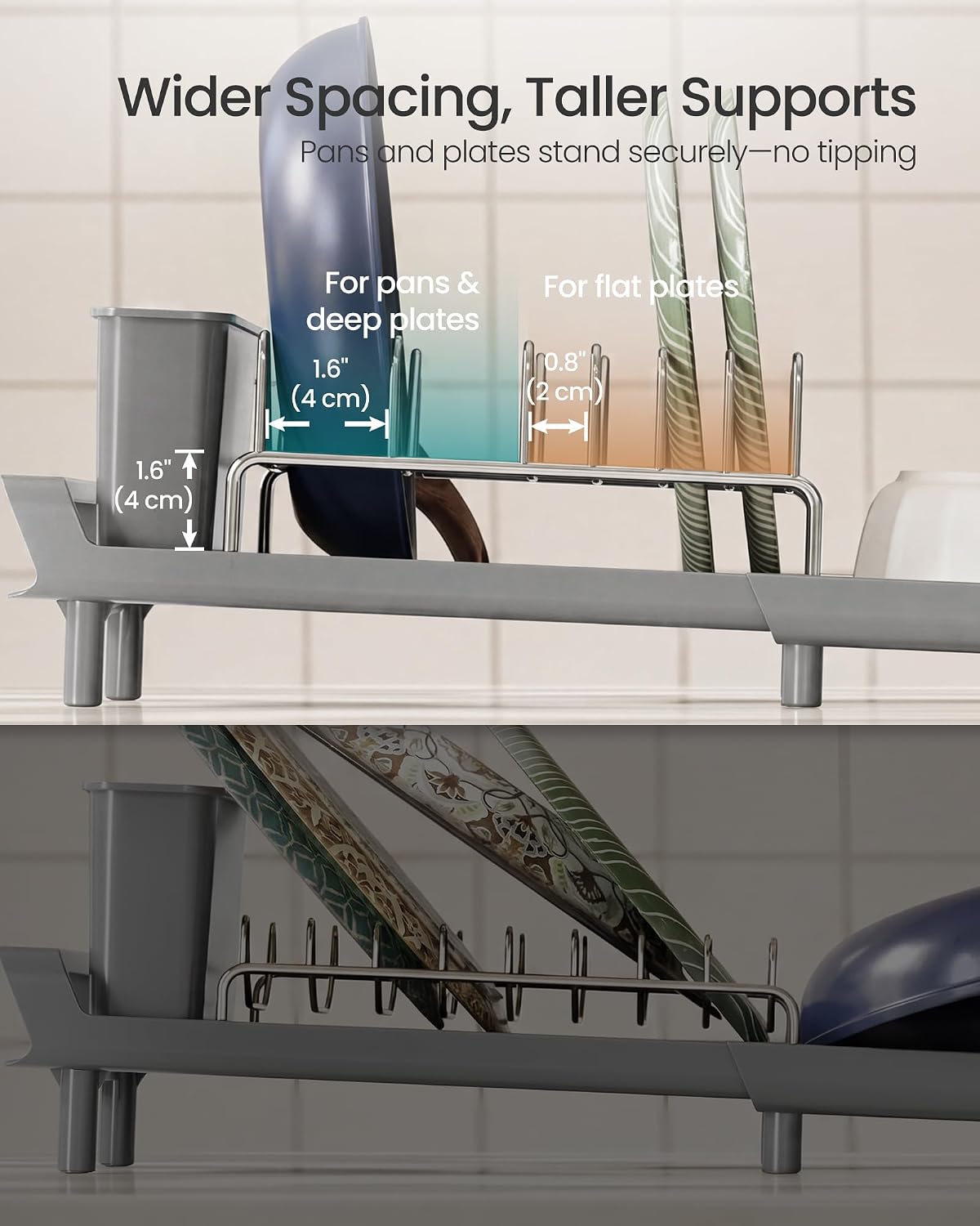 Thumbnail 3 de SONGMICS Expandable Dish Drainer Rack with Removable Cutlery Holder (KCS044G101)
