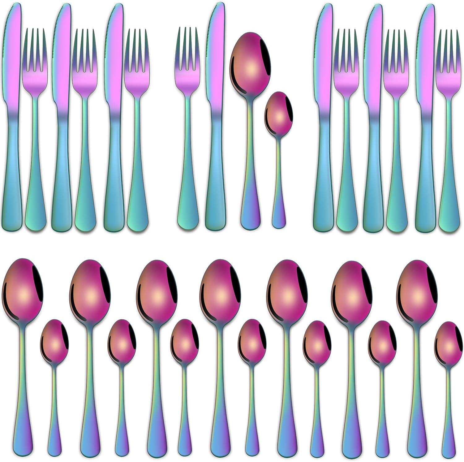 Thumbnail 6 de 32-Piece Stainless Steel Cutlery Set for 8 – Dinner Knife, Fork, Spoons & Tea Spoons