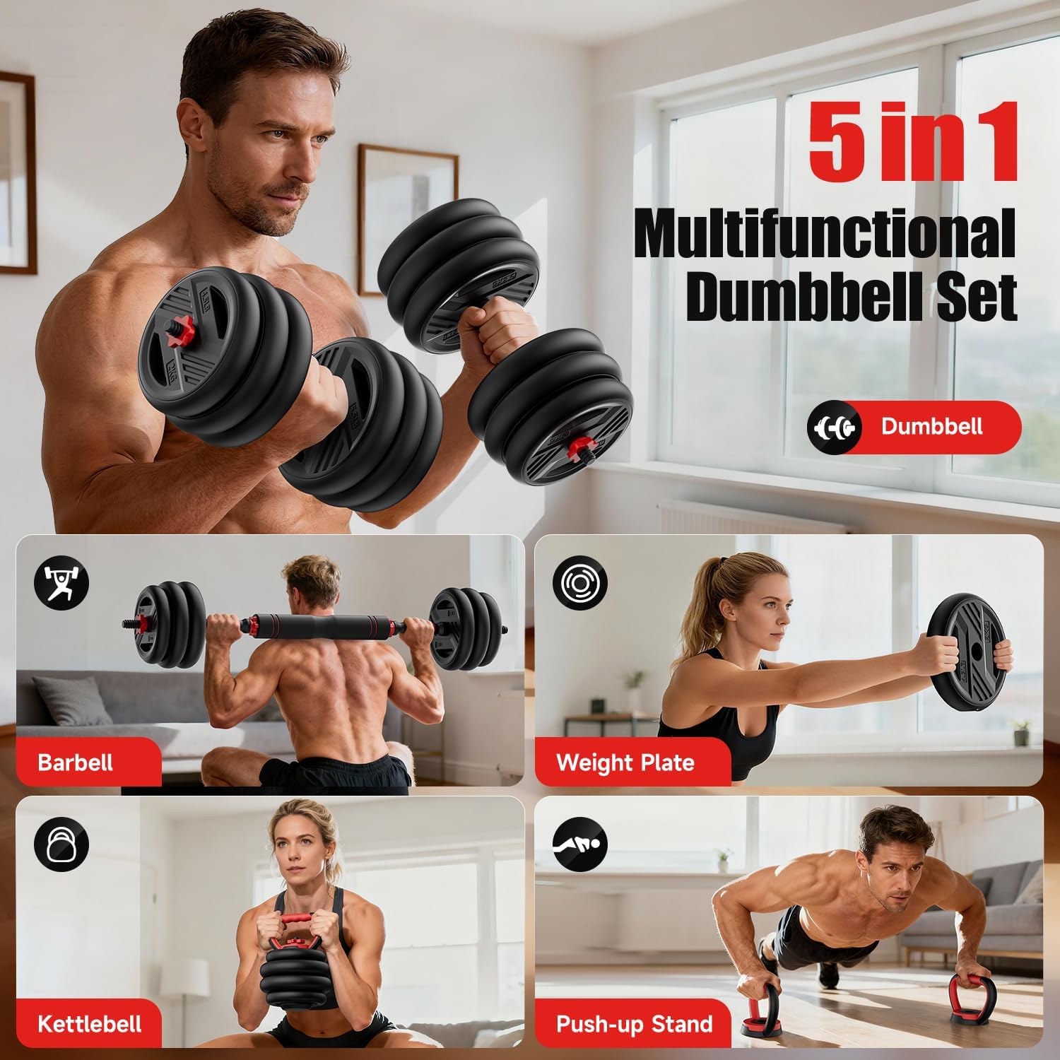 Detalle 2 de Cvonte Adjustable Dumbbell Set 90 lbs ๐
