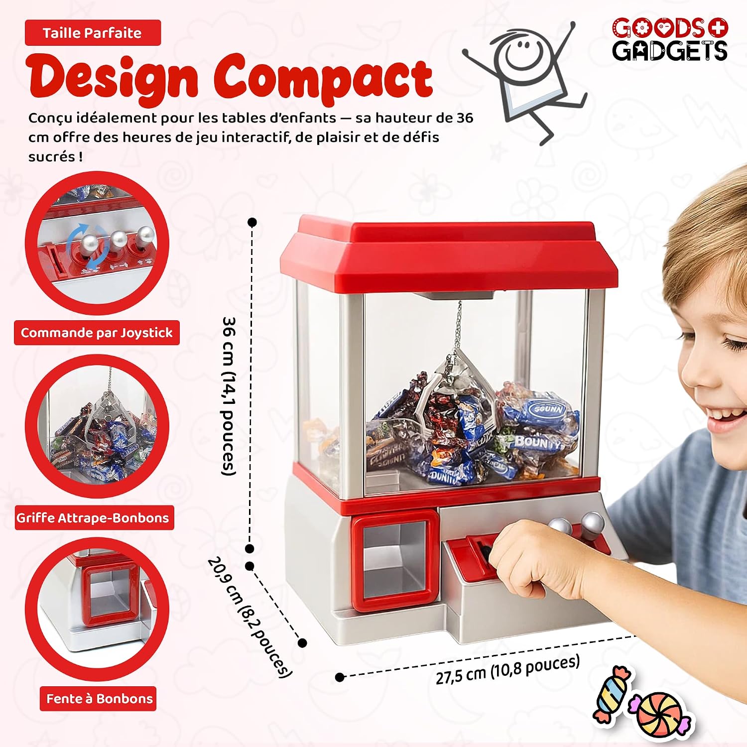 Detalle 1 de GOODS+GADGETS 19873592 Candy Grabber-snoepgrijpmachine, rood