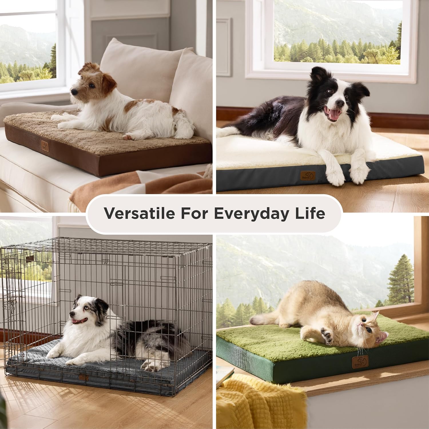 Thumbnail 6 de BEDSURE waschbares Hundebett für große Hunde (135×91×10 cm) – dunkelgrau, mit Schaumkern und rutschfester Basis