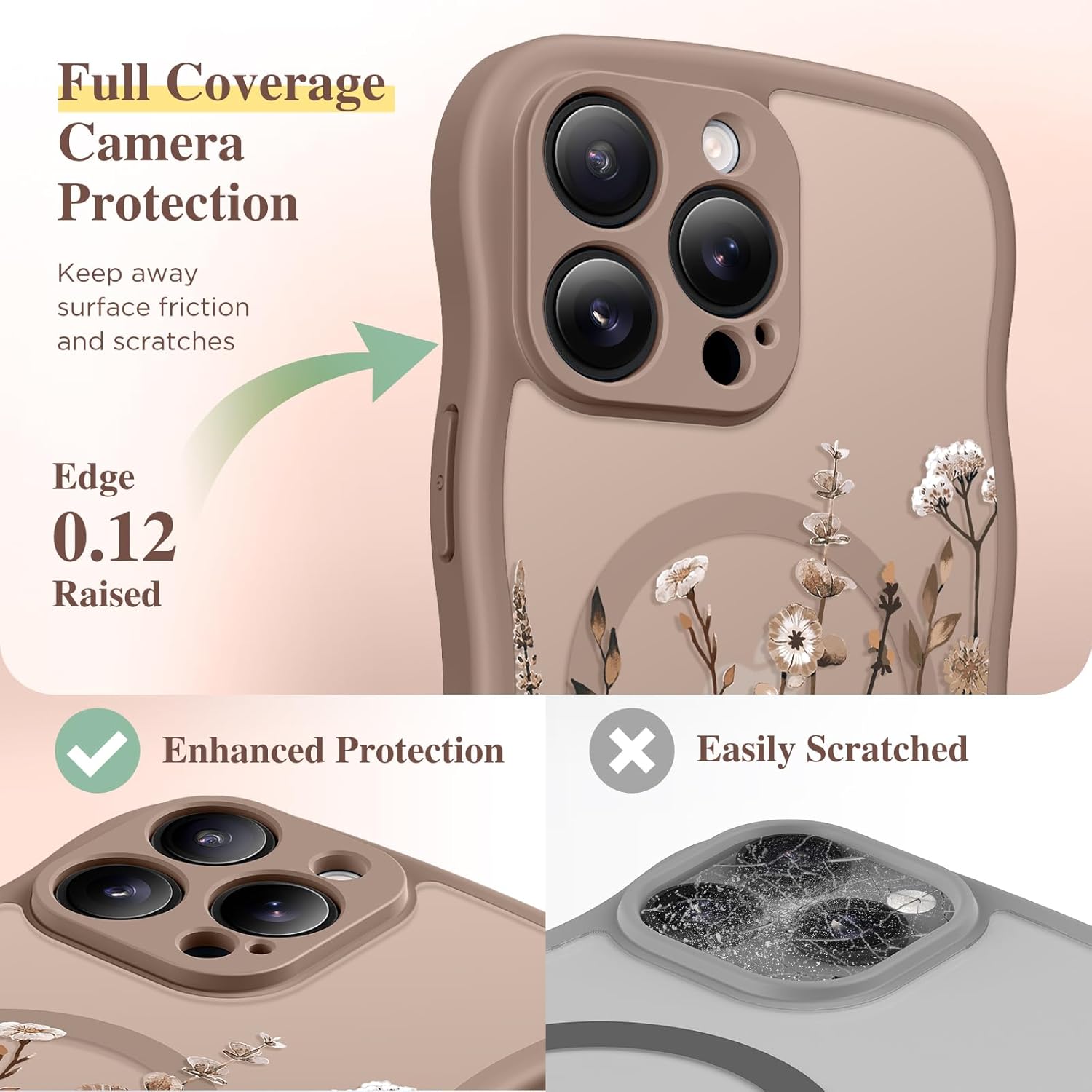 Thumbnail 6 de GVIEWIN Floral Translucent Wave Edge MagSafe Case for iPhone 16 Pro Max