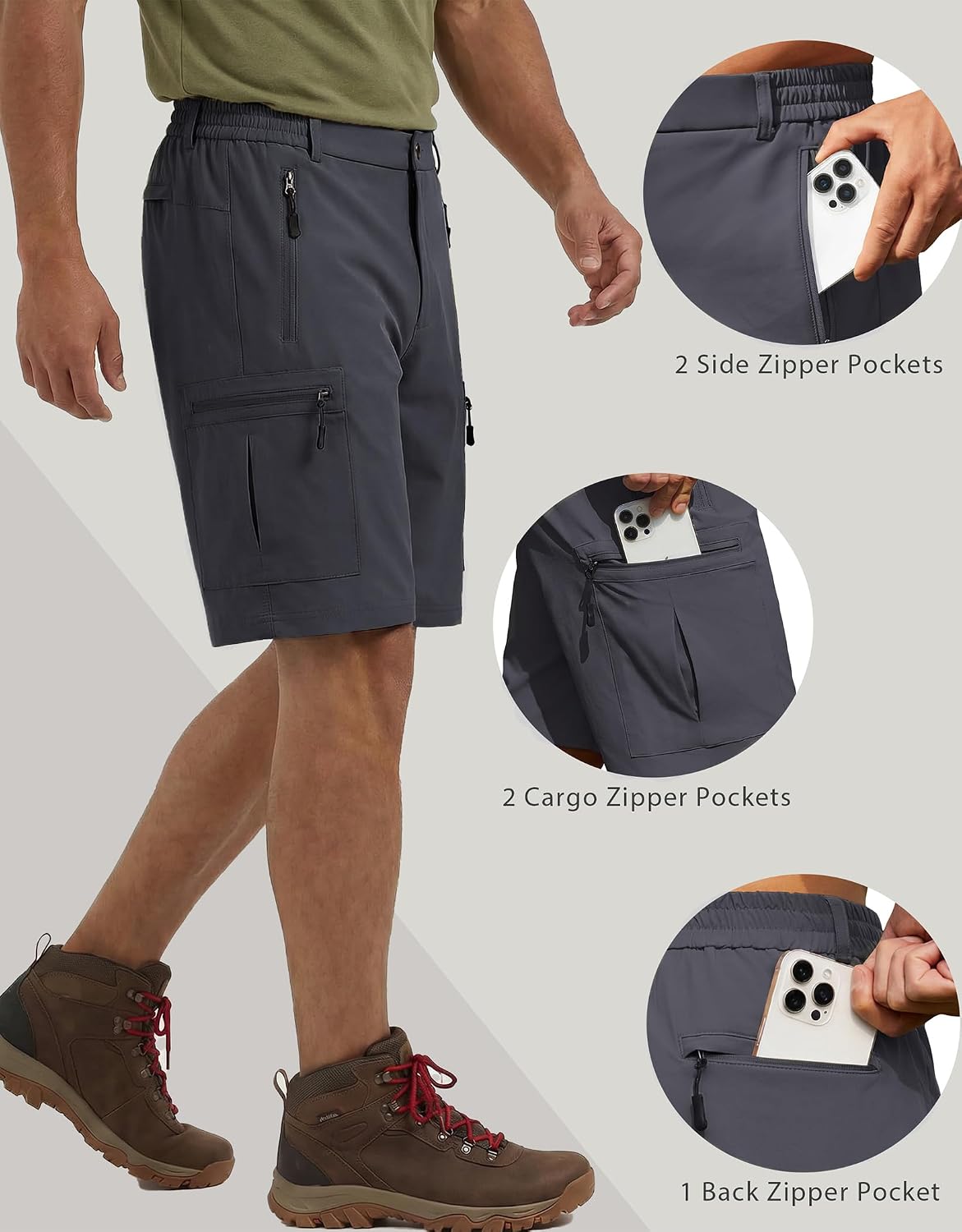 Detalle de COOFANDY Hiking Cargo Shorts 9-Inch