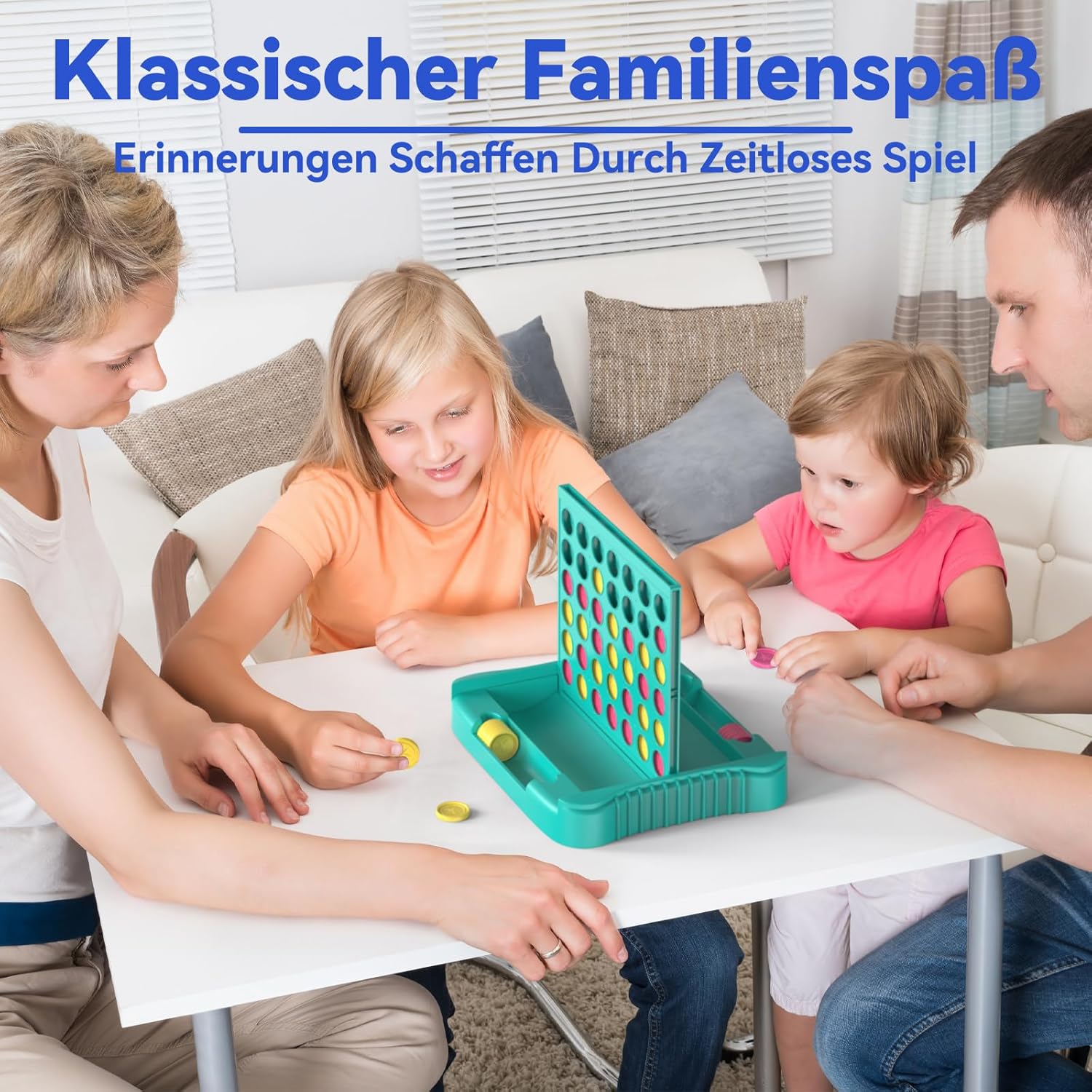 Detalle 2 de Pup Go 4 in Einer Reihe (4-Gewinnt-Strategiespiel) – Strategiespiel & Spielesammlung für 2 Spieler, ab 6 Jahren, mit 6 Ersatzchips (Grün)
