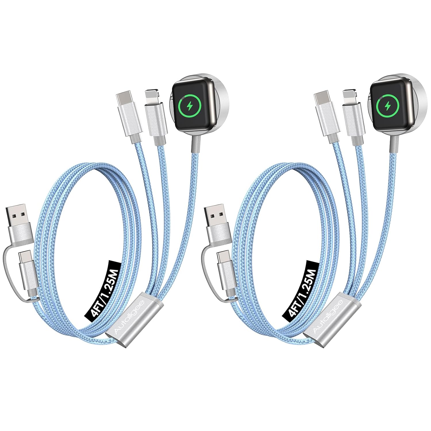 Thumbnail 6 de Travel Essentials Apple Watch Charger: 8-inch 3-in-1 USB-C Multi-Charging Cable for iWatch & iPhone