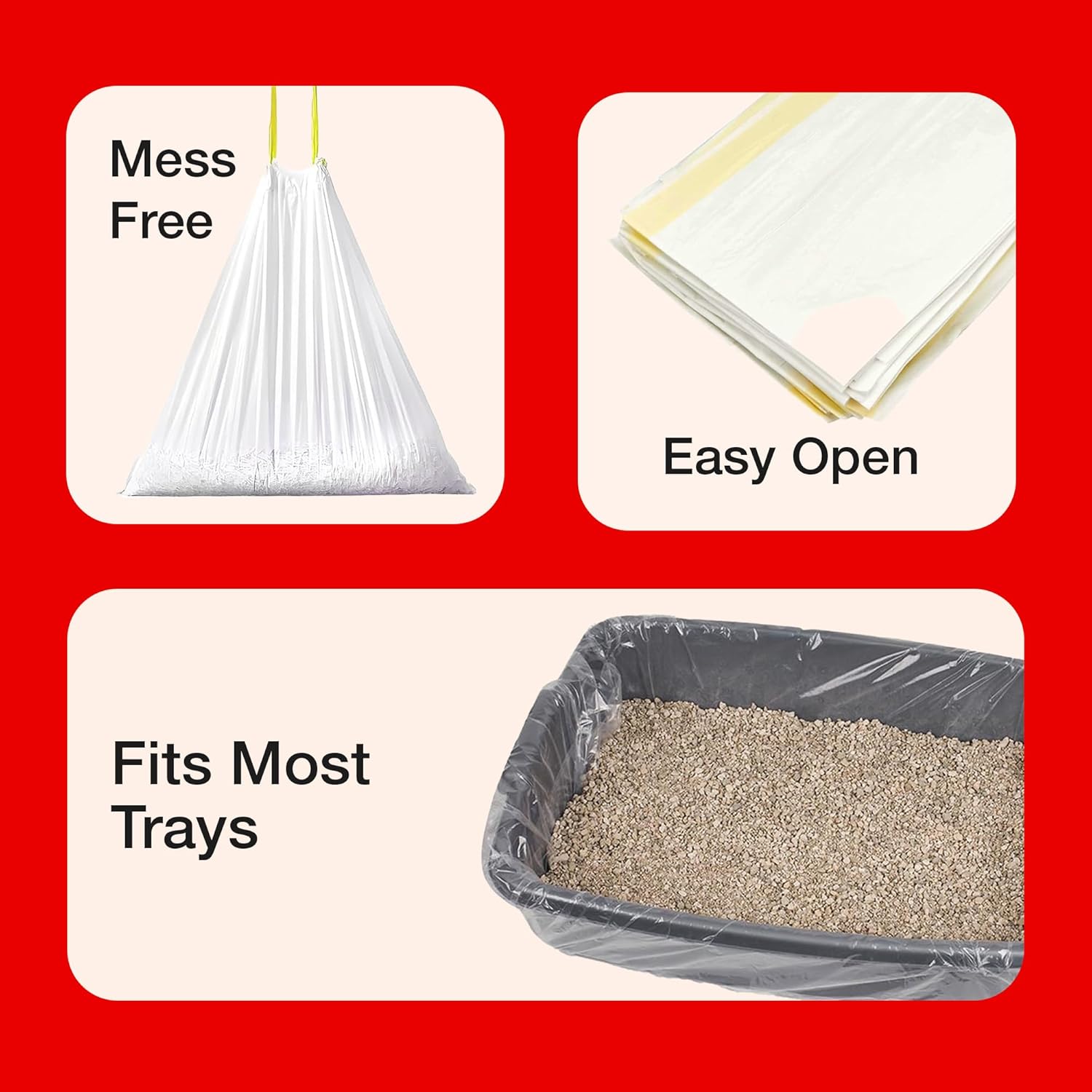 Detalle de Petface Cat Litter Tray Drawstring Liners — 50 Large Liners (Fits Most Trays Up To 87 x 45 cm)
