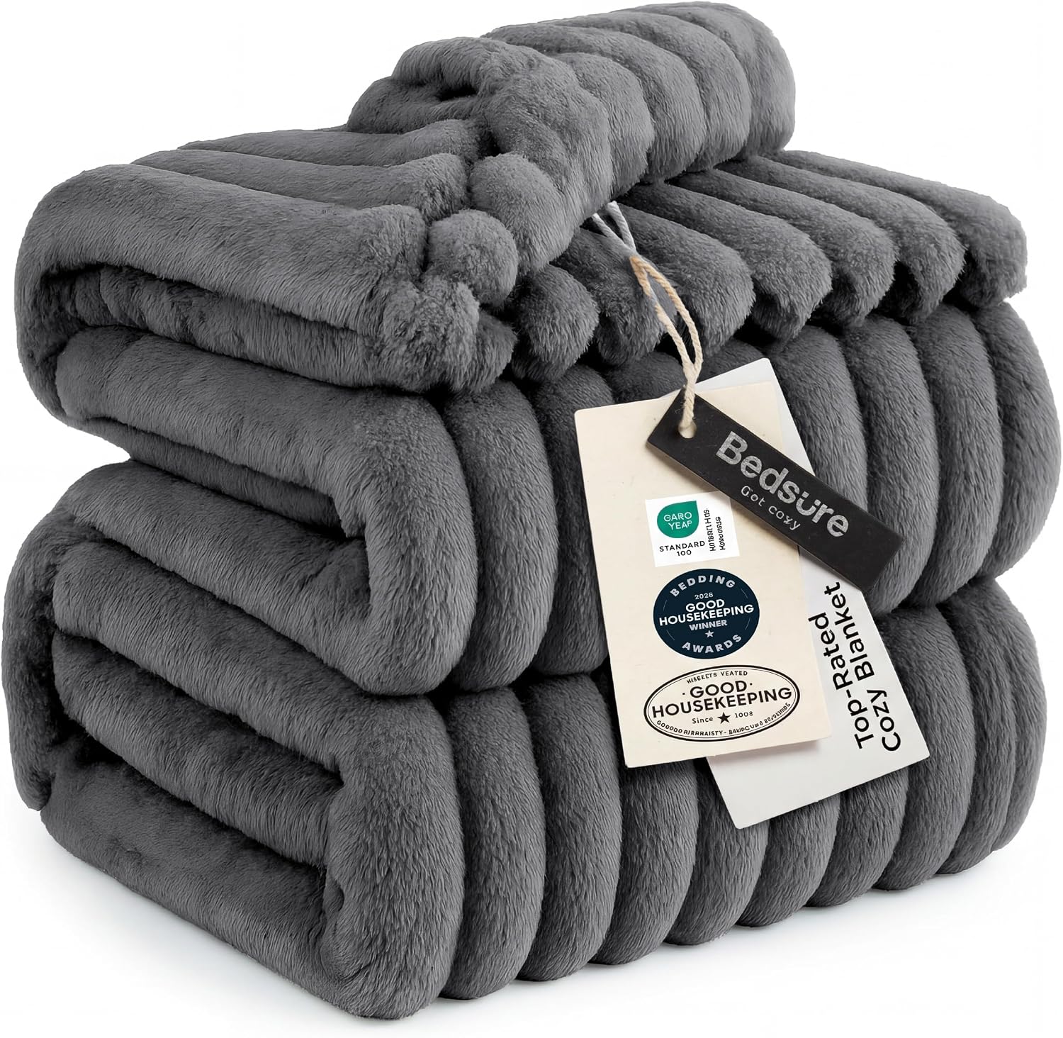 Detalle de Bedsure Blanket-Chunky Corduroy King Throw Blanket, 320 GSM Polyester, Frost Gray
