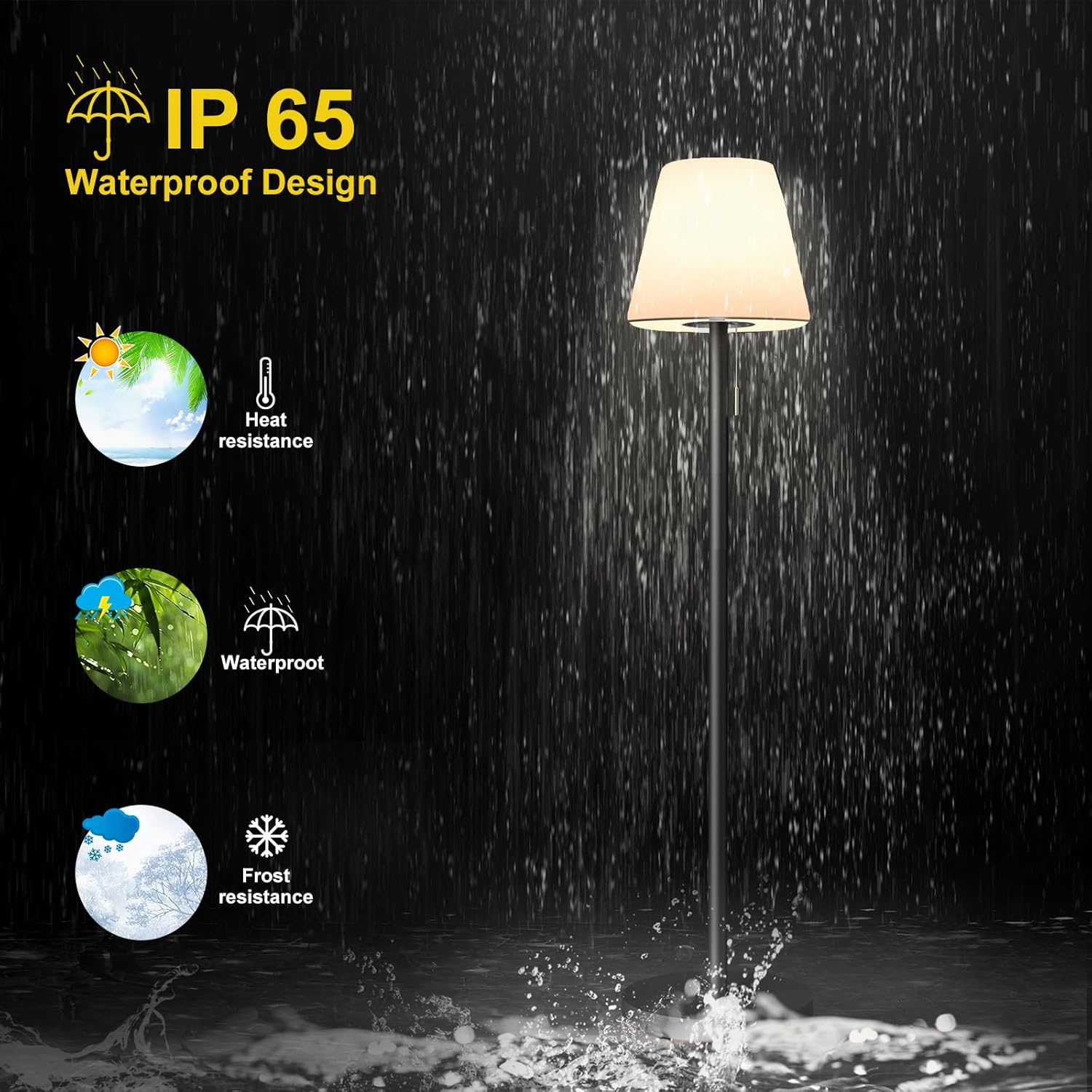 Thumbnail 4 de Solar Outdoor Floor Lamp (Cordless, IP65) with Dimmable Warm White + RGB LED, Remote Control & Light Sensor