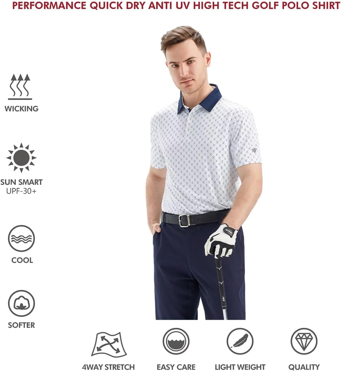 Thumbnail 4 de M MAELREG Men’s Dry Fit Short Sleeve Print Performance Golf Polo Shirt